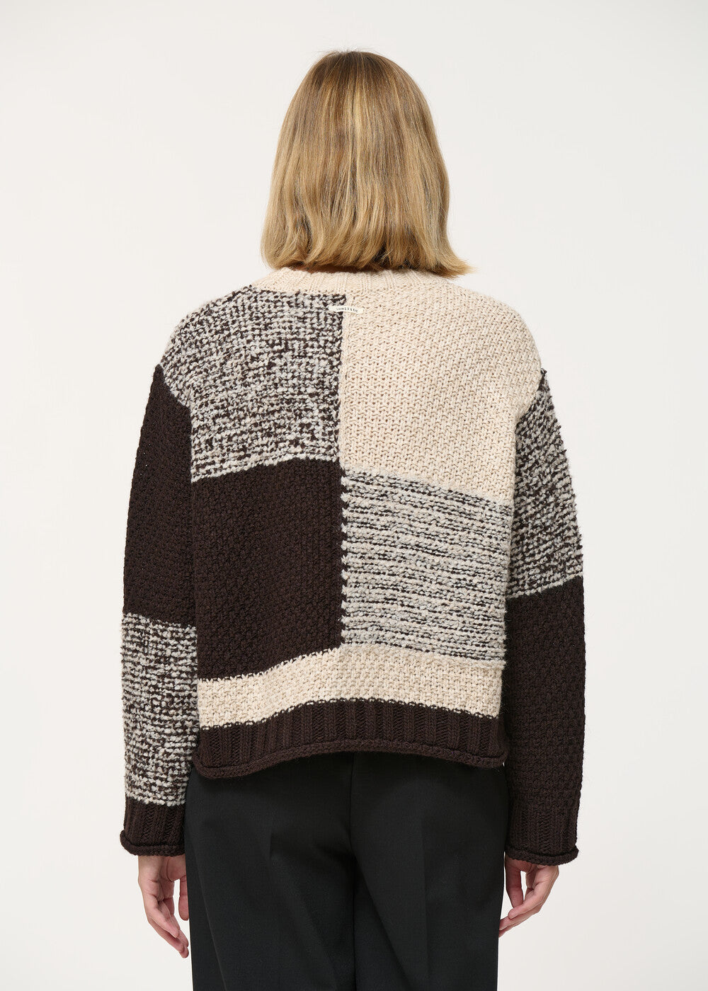 Pull marron oversize motif graphique - CHOCOLAT#couleur_CHOCOLAT