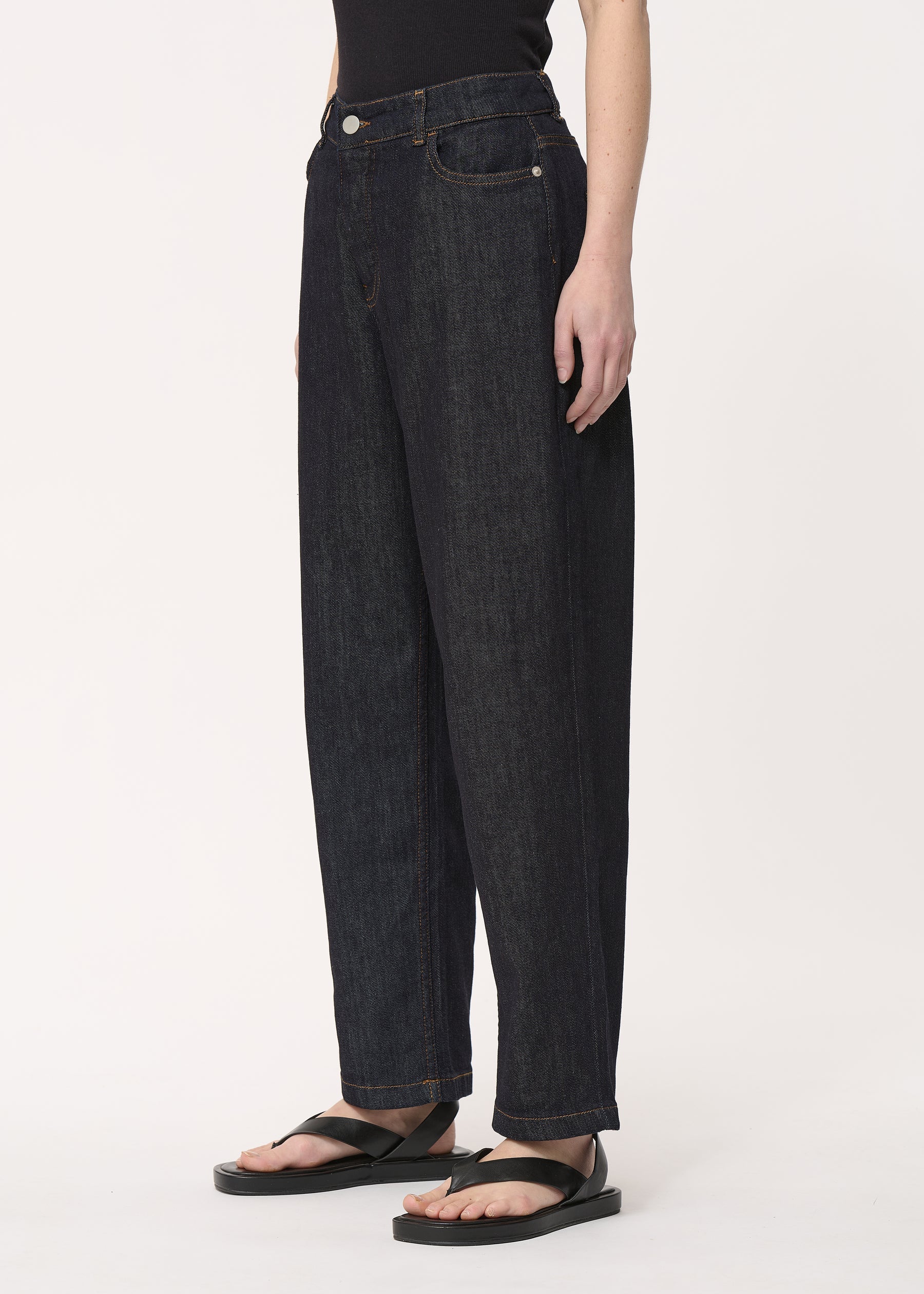 Jean mom taille haut en coton biologique - BRUT#couleur_BRUT