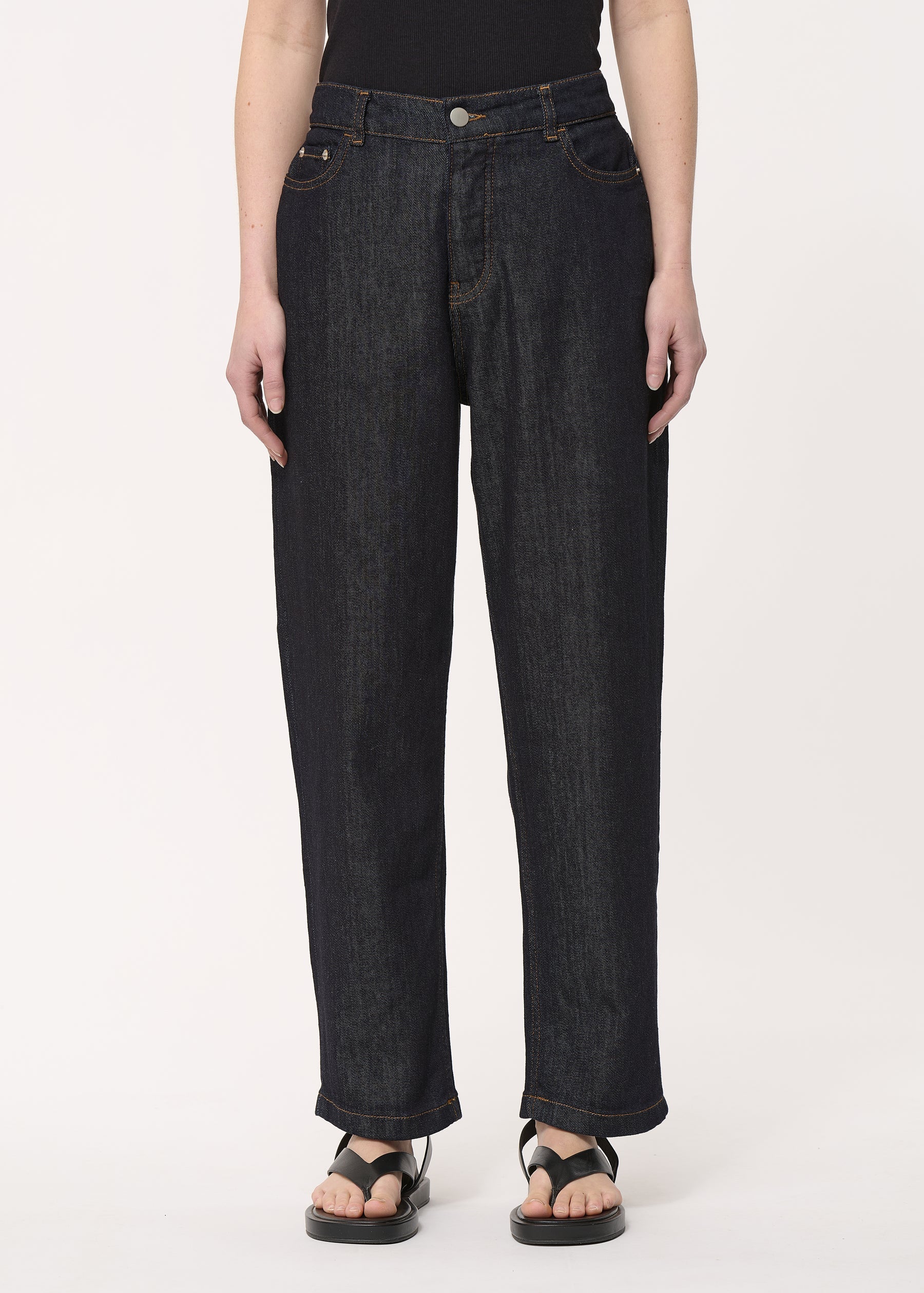 Jean mom taille haut en coton biologique - BRUT#couleur_BRUT