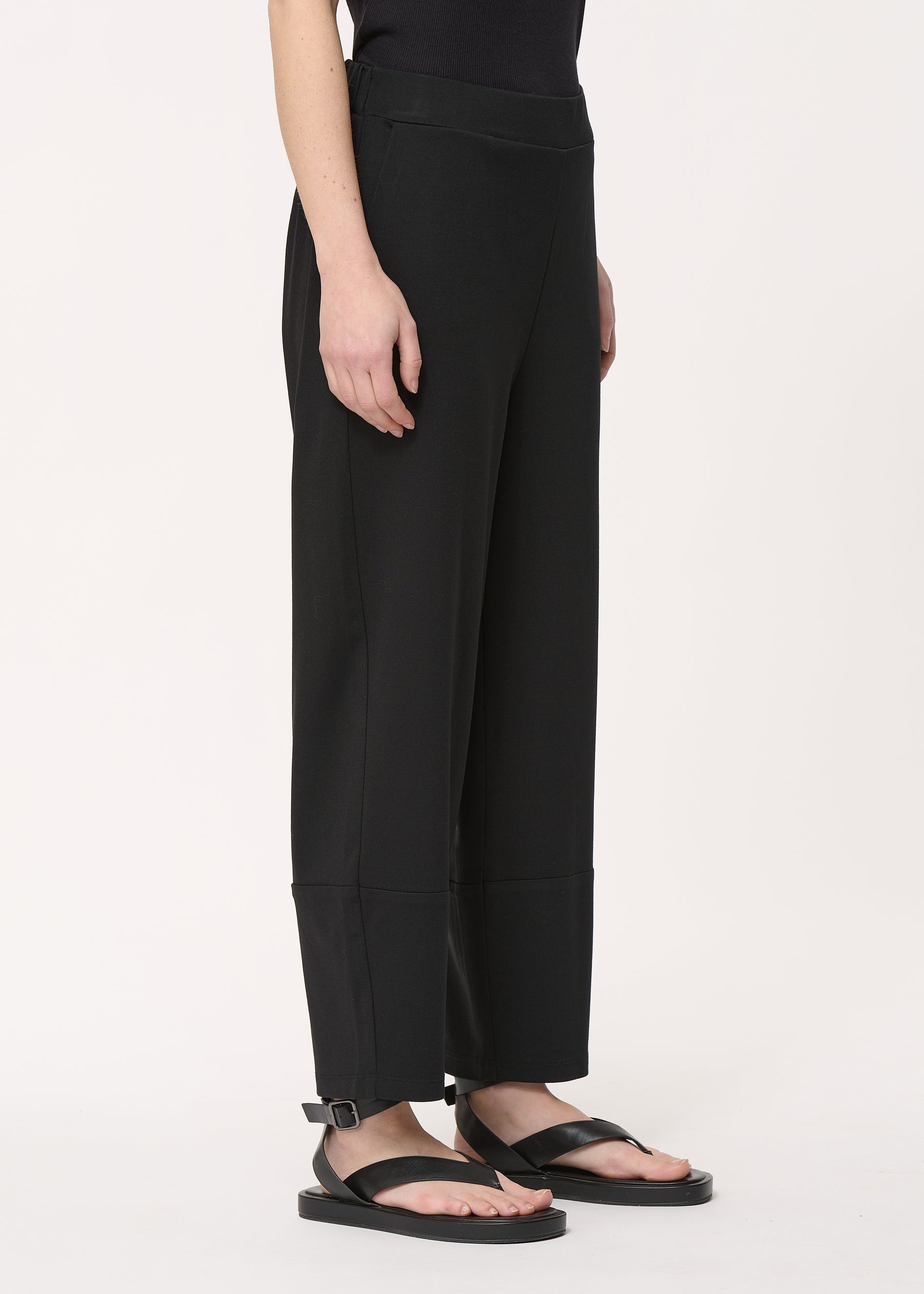 Pantalon noir 7/8ème taille haute en jersey stretch - NOIR#couleur_NOIR