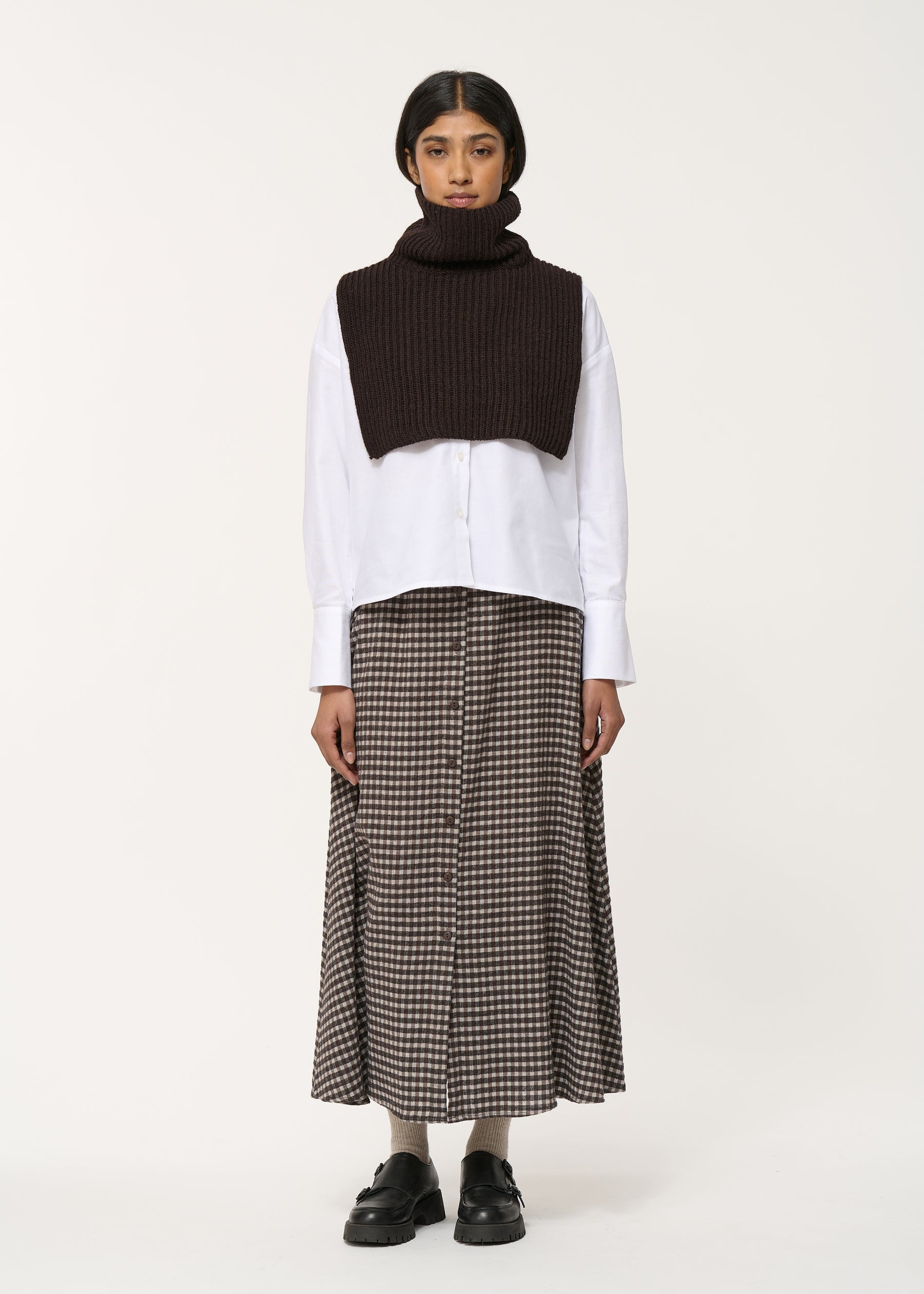 Plastron marron col roulé - CHOCOLAT#couleur_CHOCOLAT