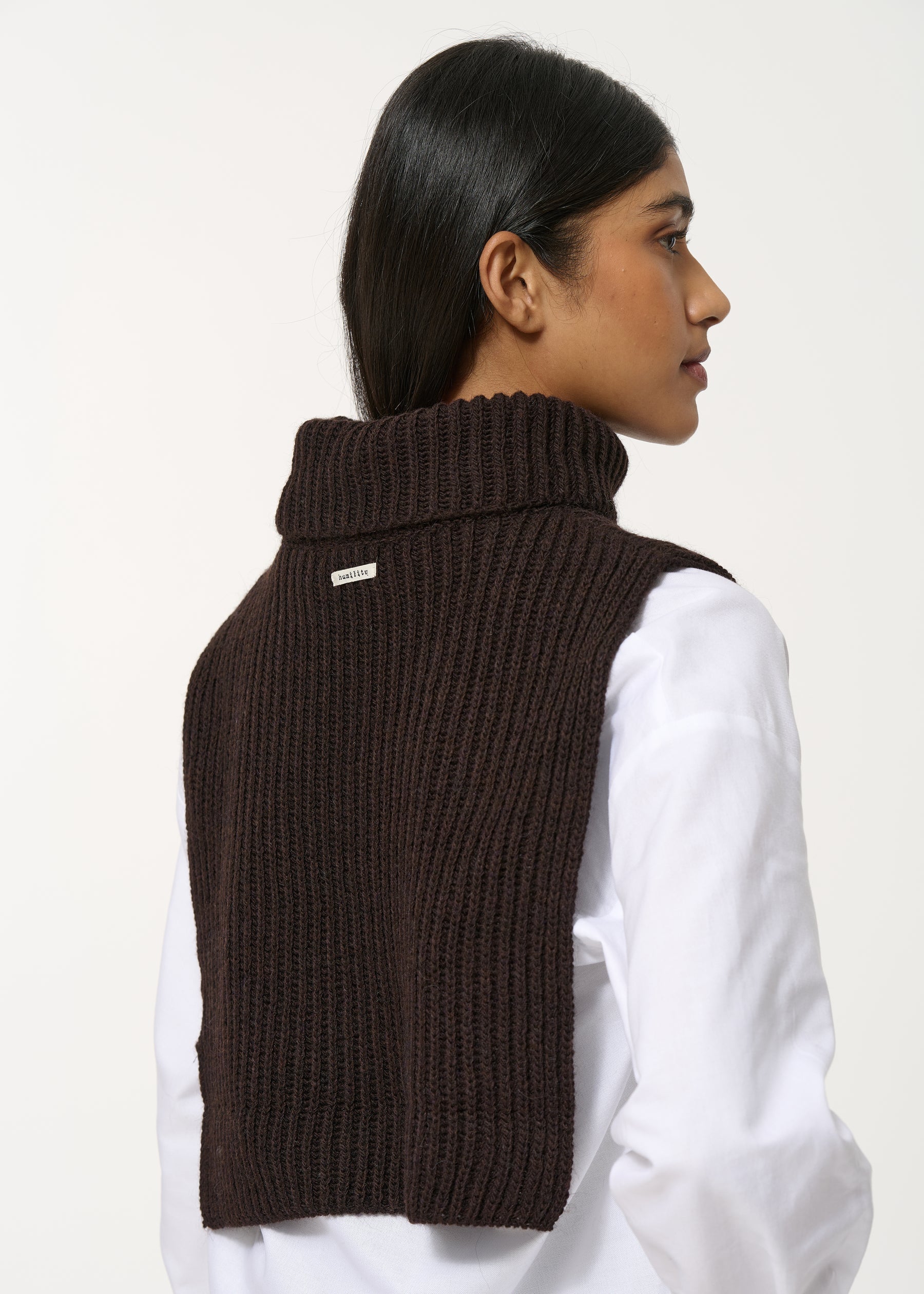 Plastron marron col roulé - CHOCOLAT#couleur_CHOCOLAT