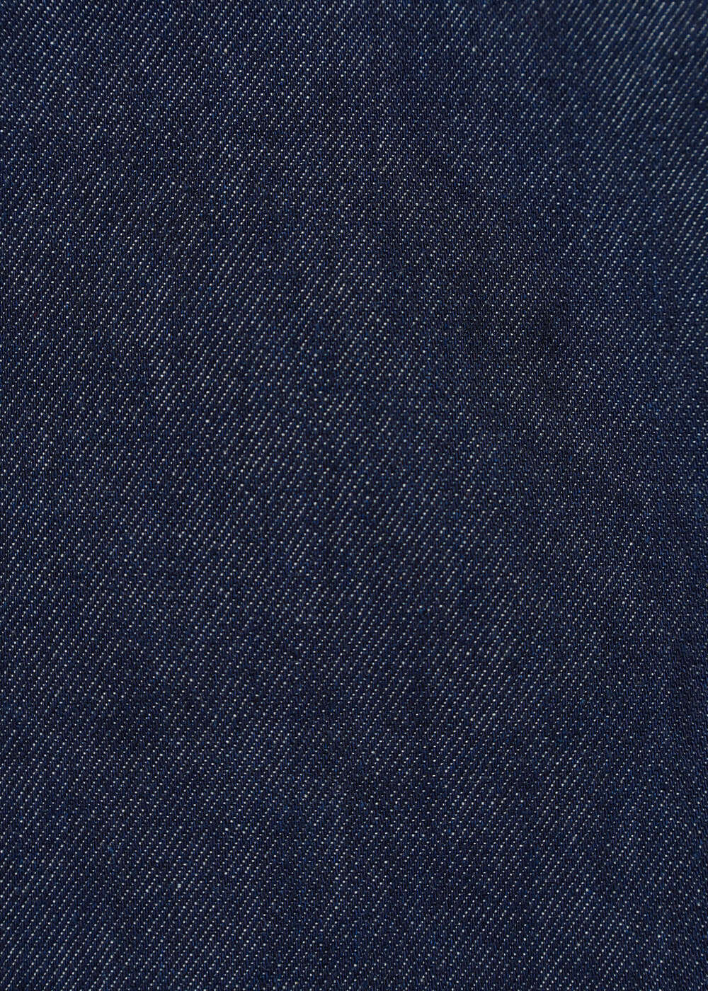 Chemise cache-cœur manches longues en denim brut - BLEU DENIM#couleur_BLEU DENIM