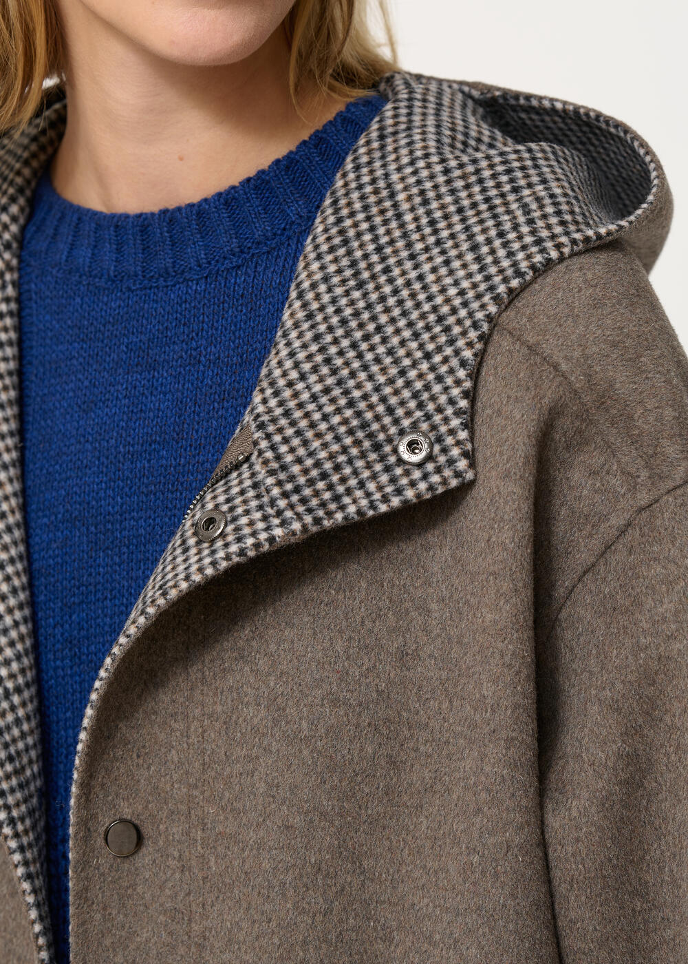 Manteau parka longue taupe double face en laine - TAUPE#couleur_TAUPE