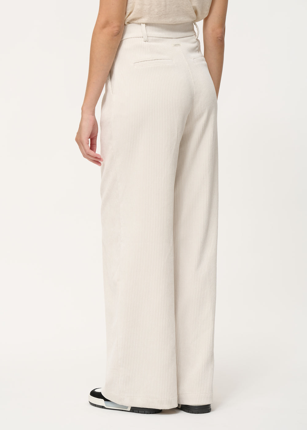 Pantalon large blanc en velours côtelé - OFF WHITE#couleur_OFF WHITE