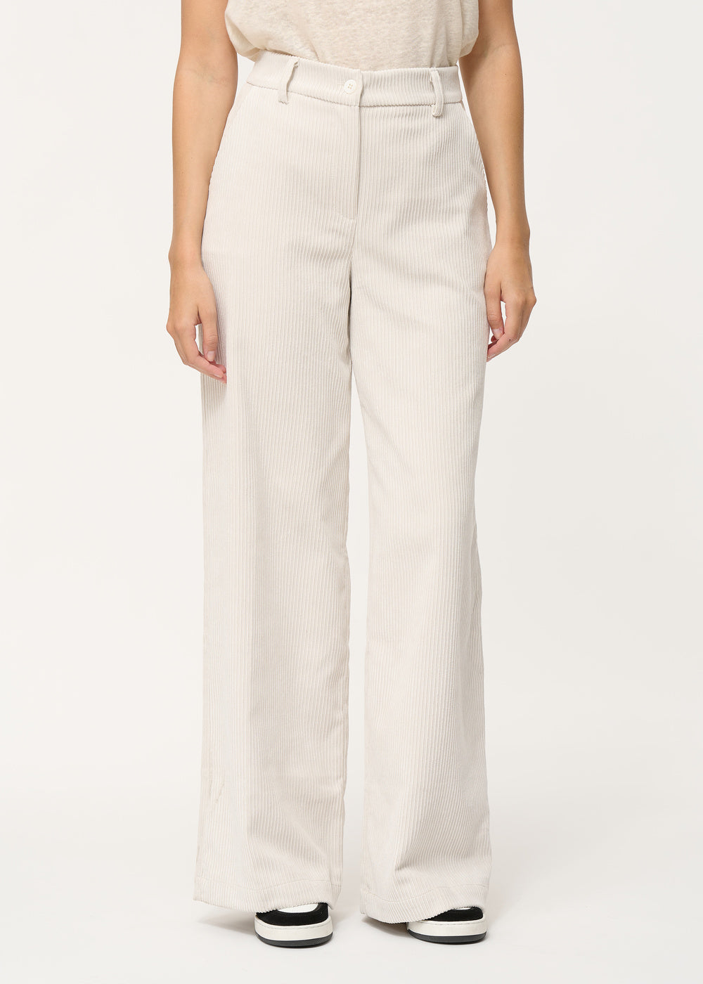 Pantalon large blanc en velours côtelé - OFF WHITE#couleur_OFF WHITE
