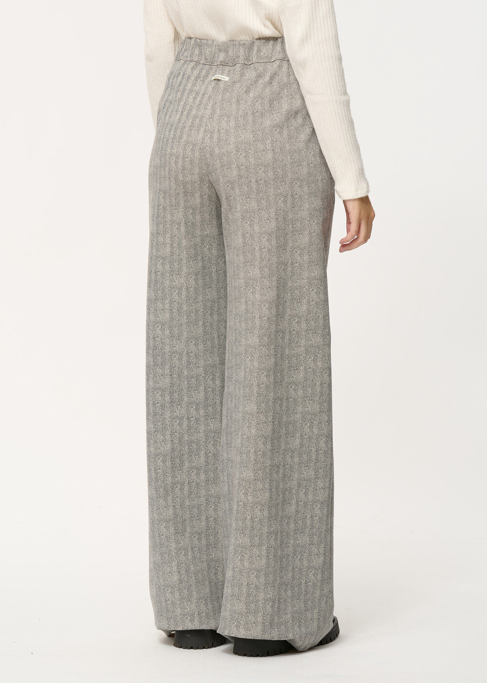 Pantalon large gris à chevrons - SABLE#couleur_SABLE