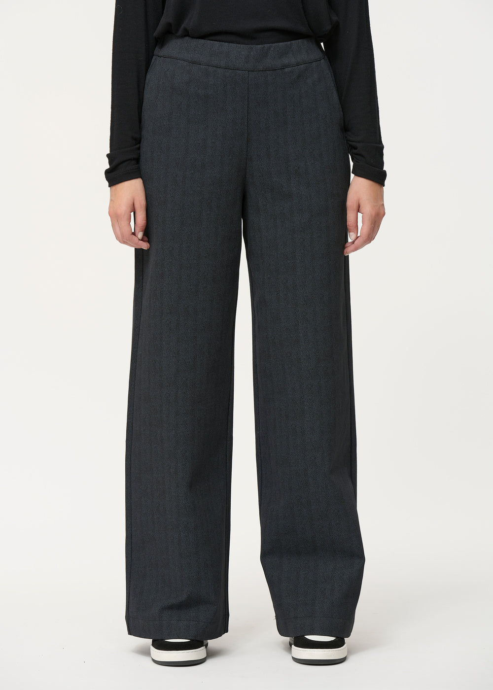 Pantalon large gris foncé à chevrons - ANTHRACITE#couleur_ANTHRACITE