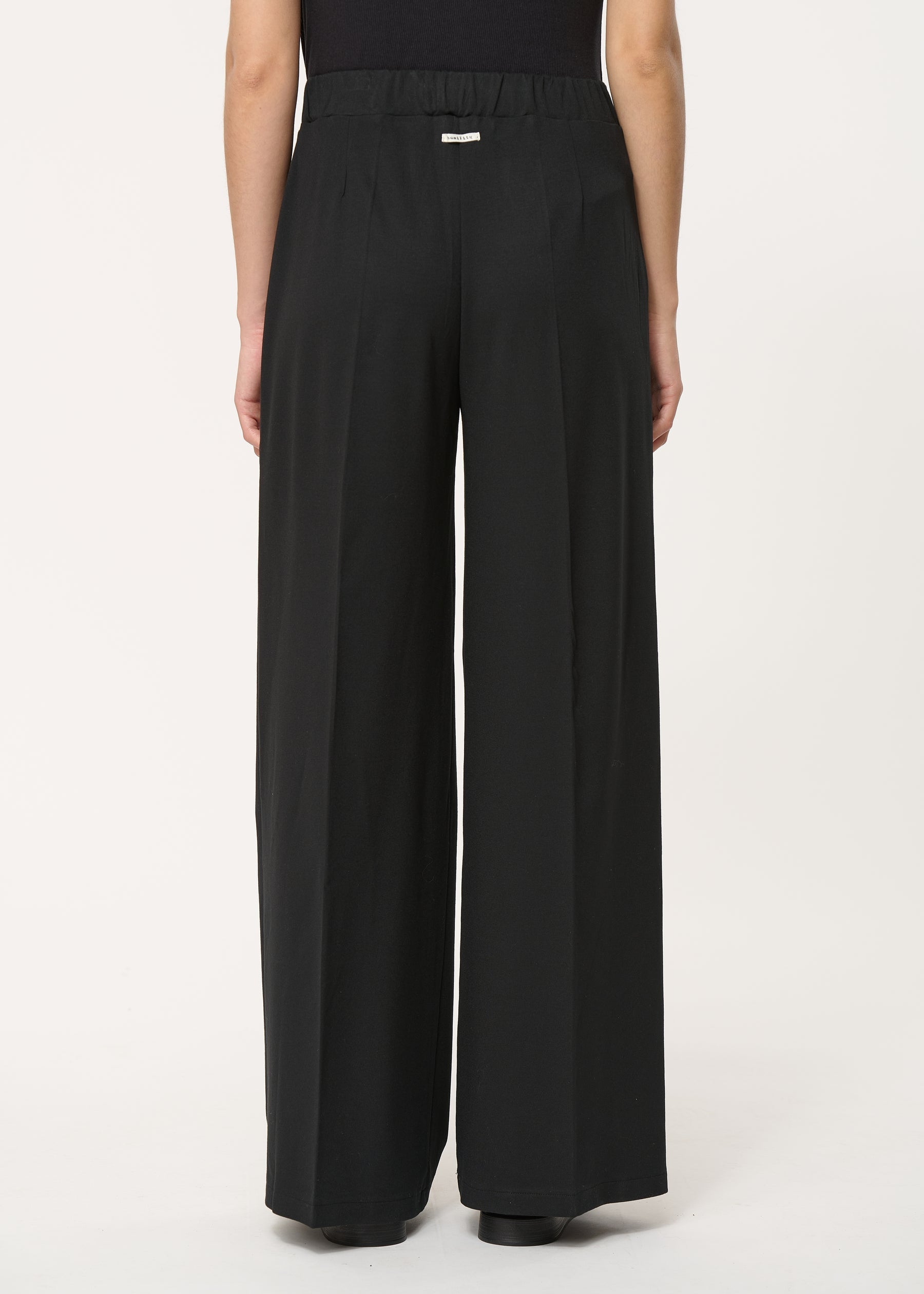 Pantalon large noir en jersey milano - NOIR#couleur_NOIR