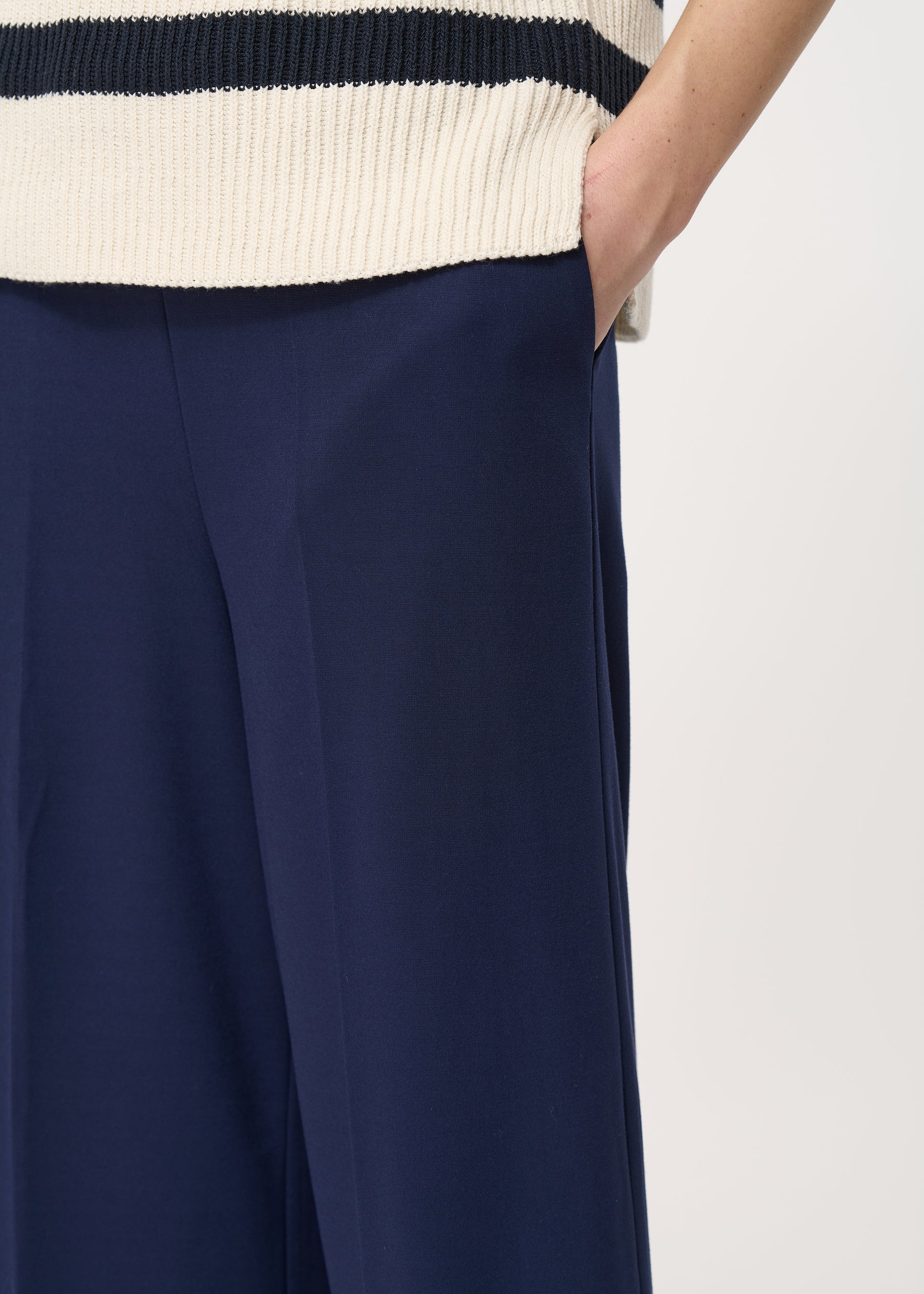 Pantalon large bleu marine longueur 7/8ème - MARINE#couleur_MARINE