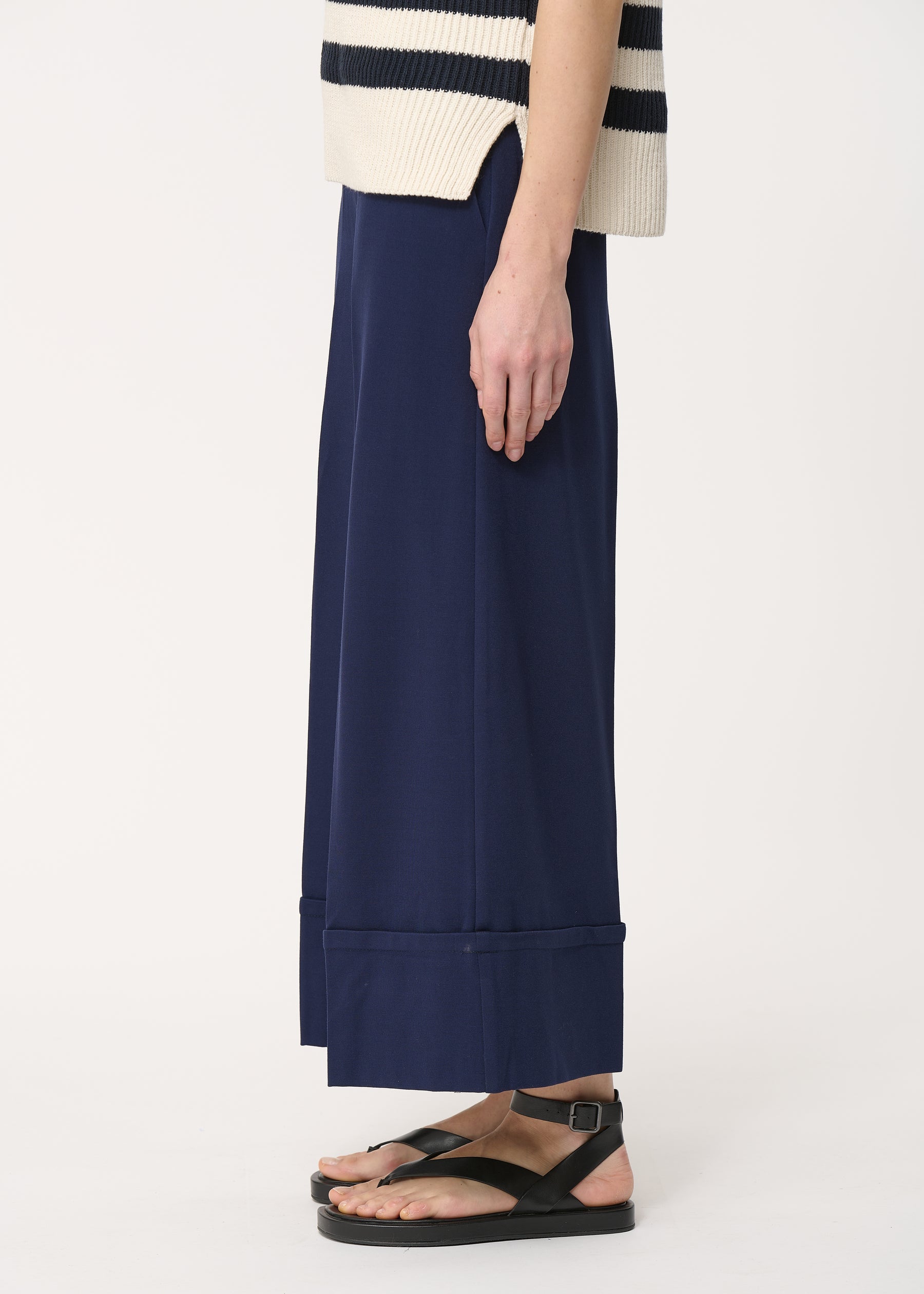 Pantalon large bleu marine longueur 7/8ème - MARINE#couleur_MARINE