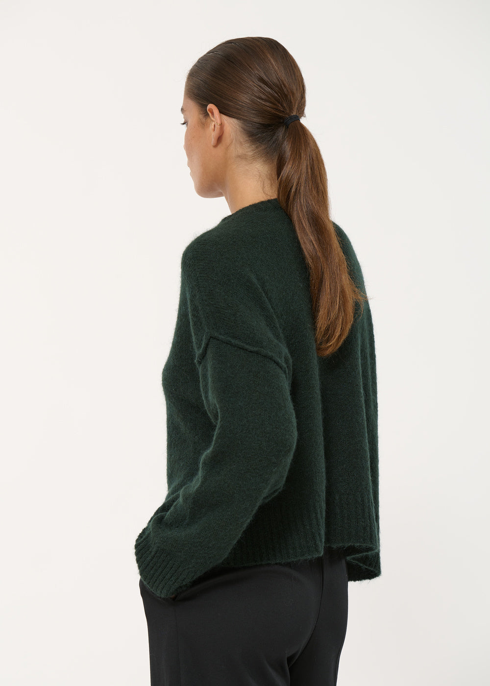 Pull blanc oversize en laine et mohair - FORET#couleur_FORET