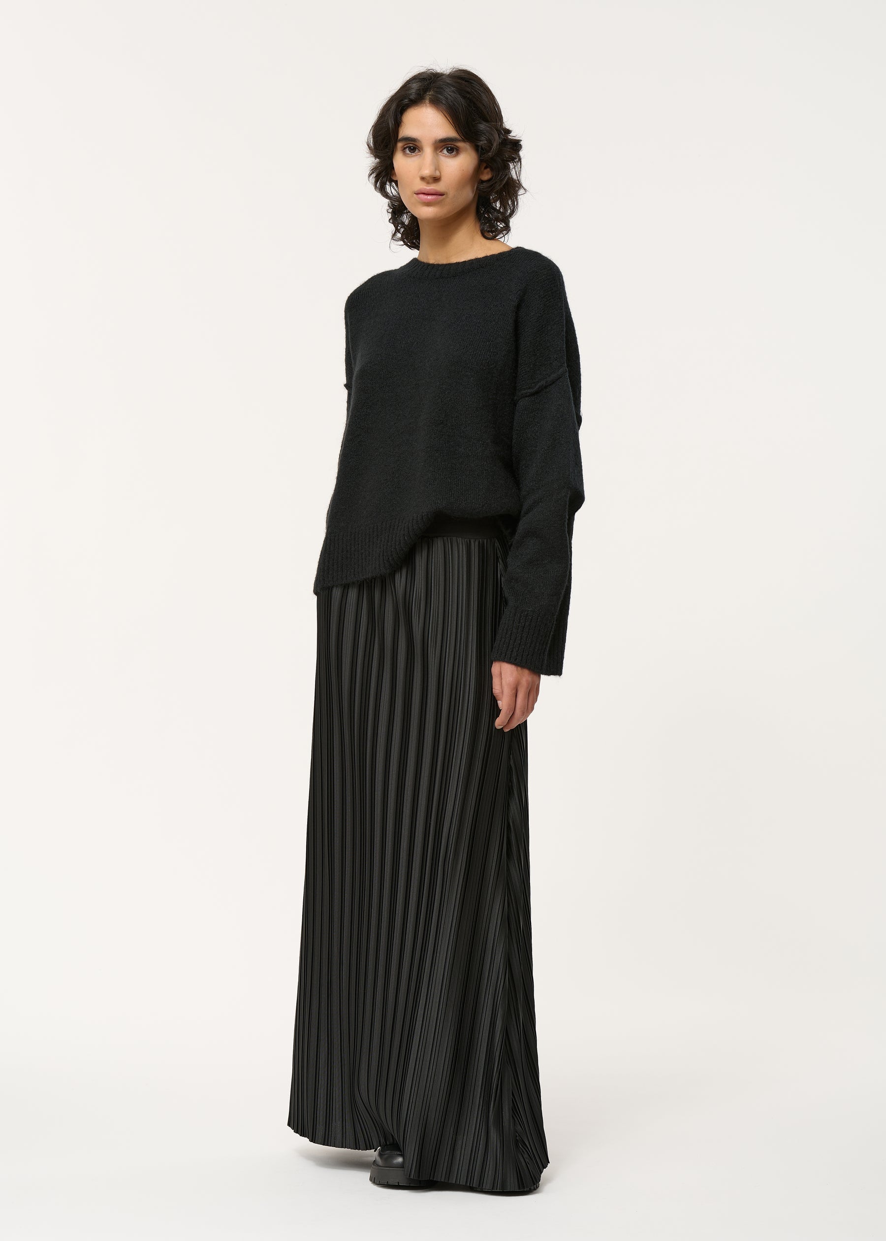 Pull noir oversize en laine et mohair