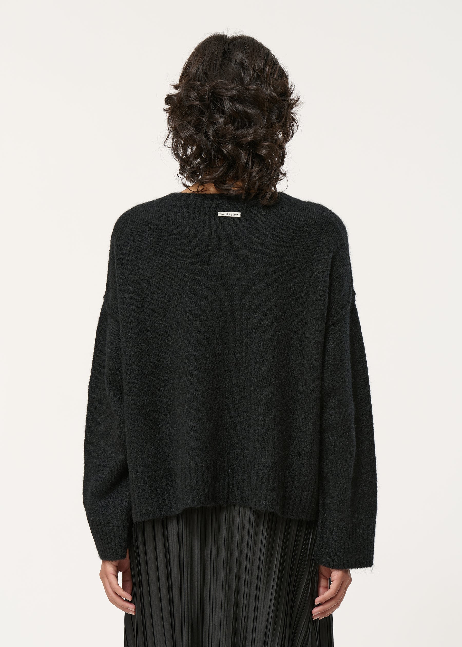 Pull noir oversize en laine et mohair - NOIR#couleur_NOIR