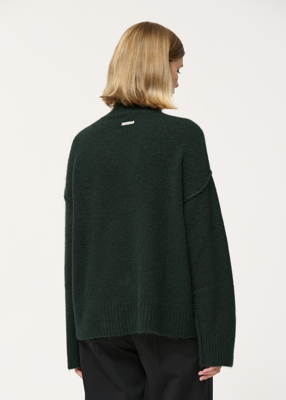 Pull vert oversize col montant en laine et mohair - FORET#couleur_FORET