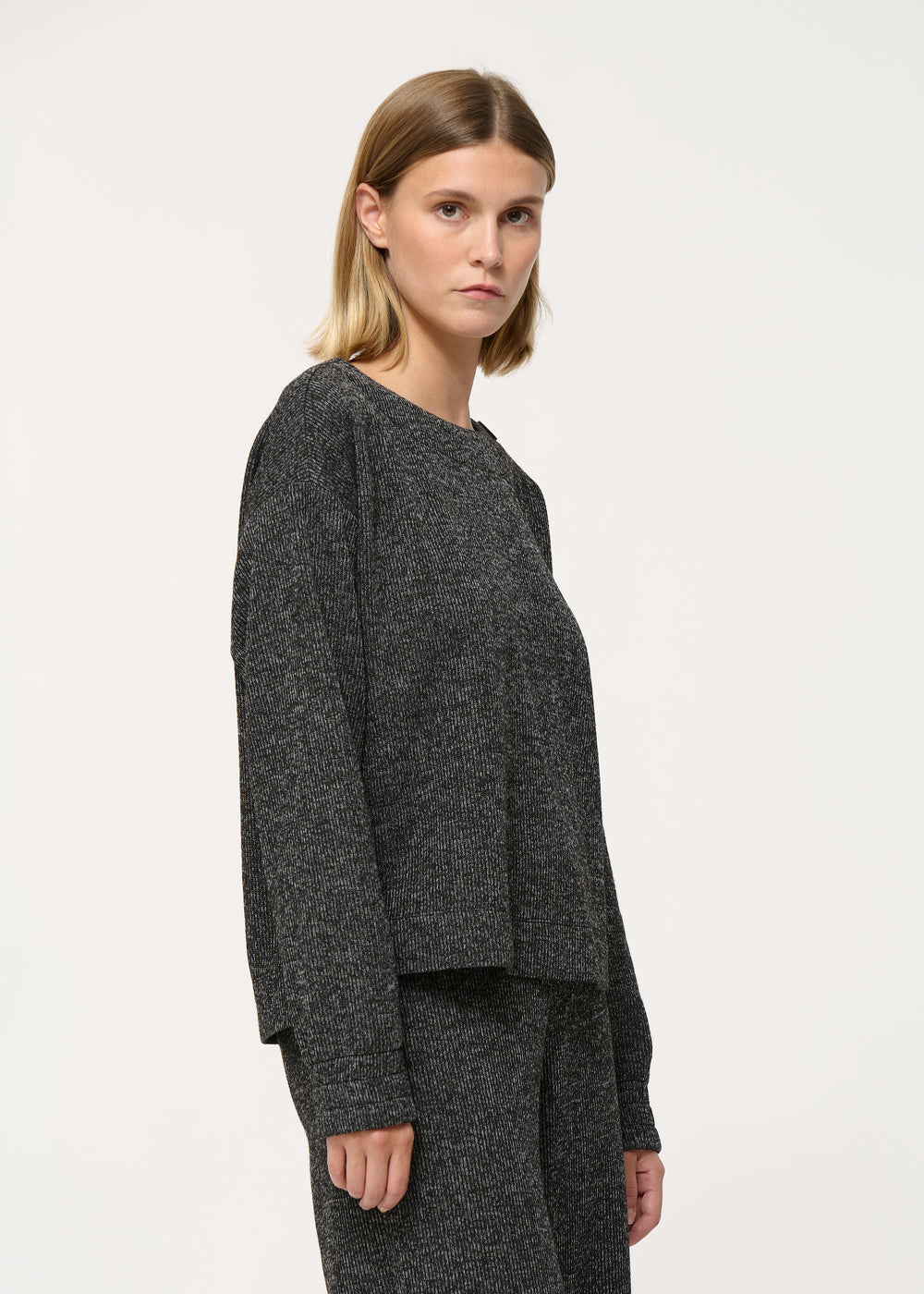 Sweatshirt oversize noir manches longues - NOIR#couleur_NOIR