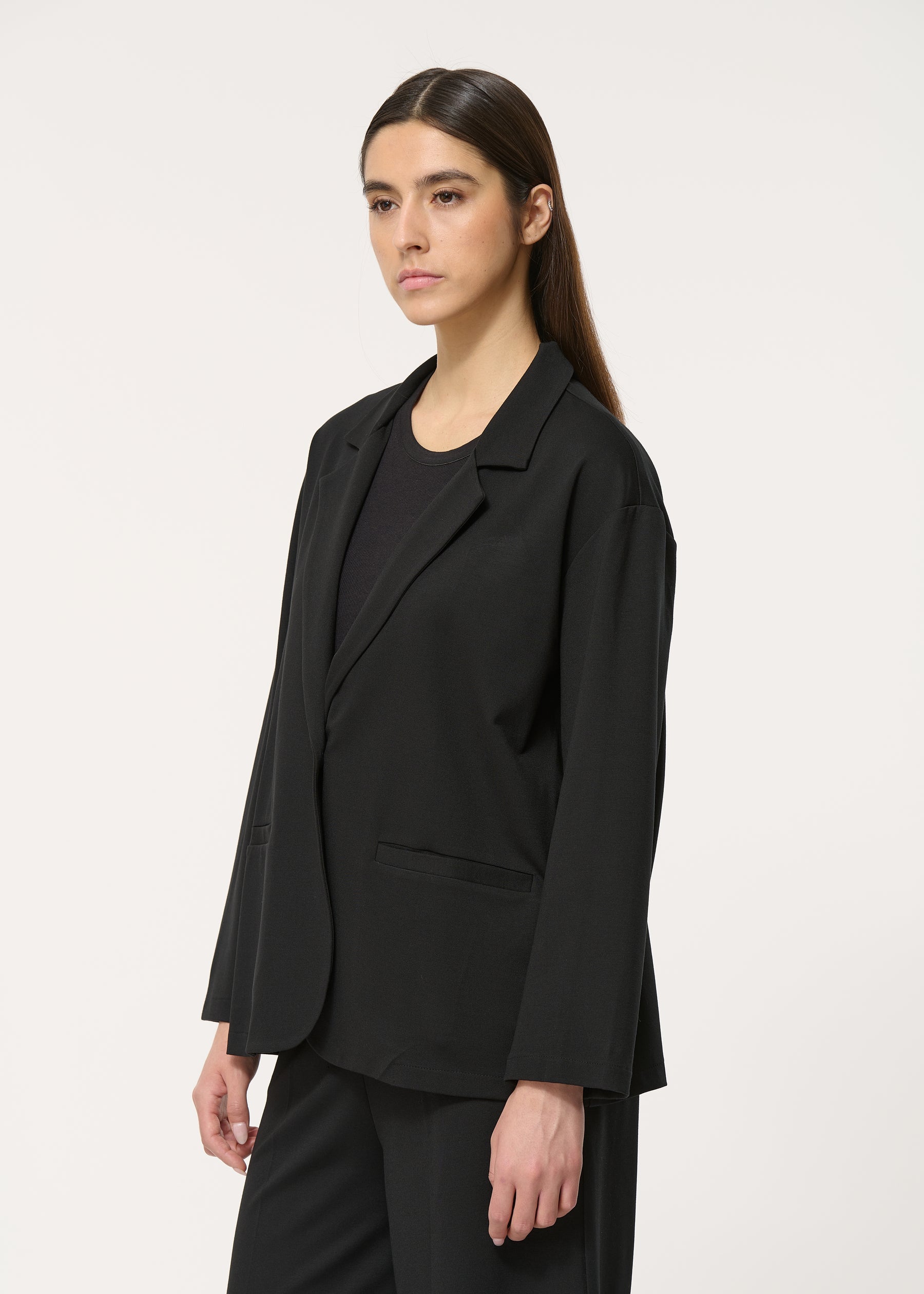 Veste tailleur noire coupe droite - NOIR#couleur_NOIR