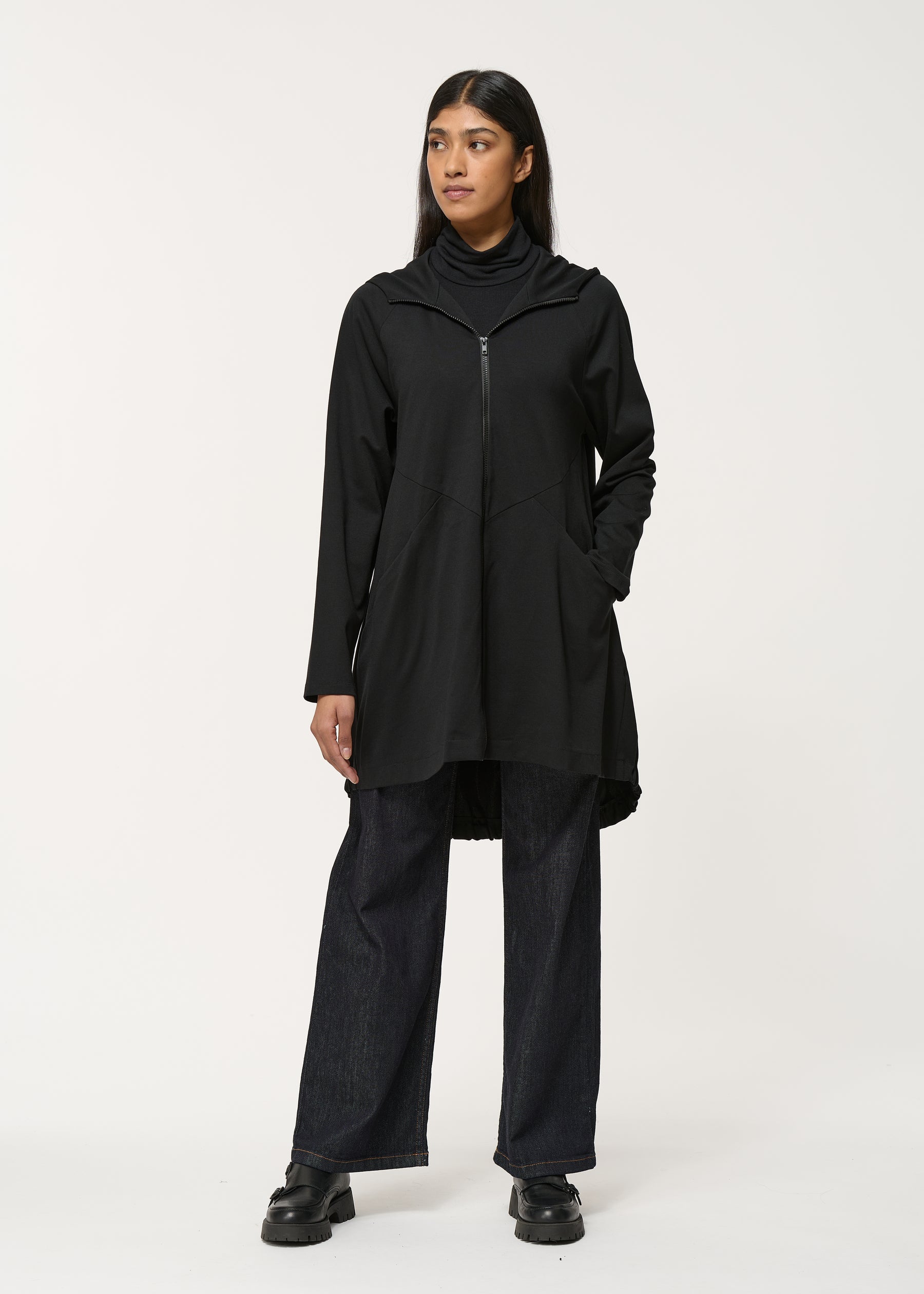 Veste noire sportswear oversize à col montant - NOIR#couleur_NOIR