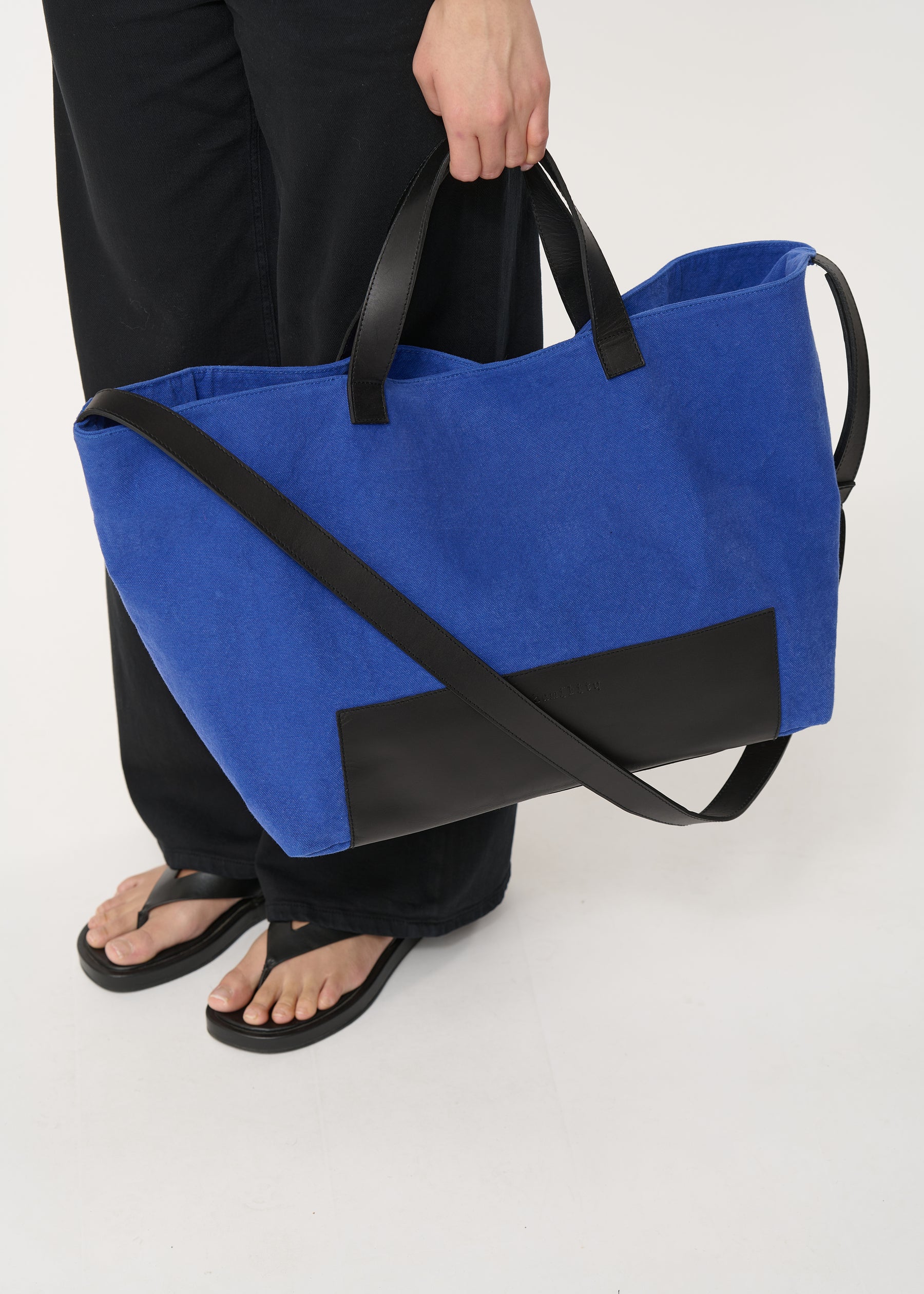 Sac cabas bleu bi-matière - INDIGO#couleur_INDIGO