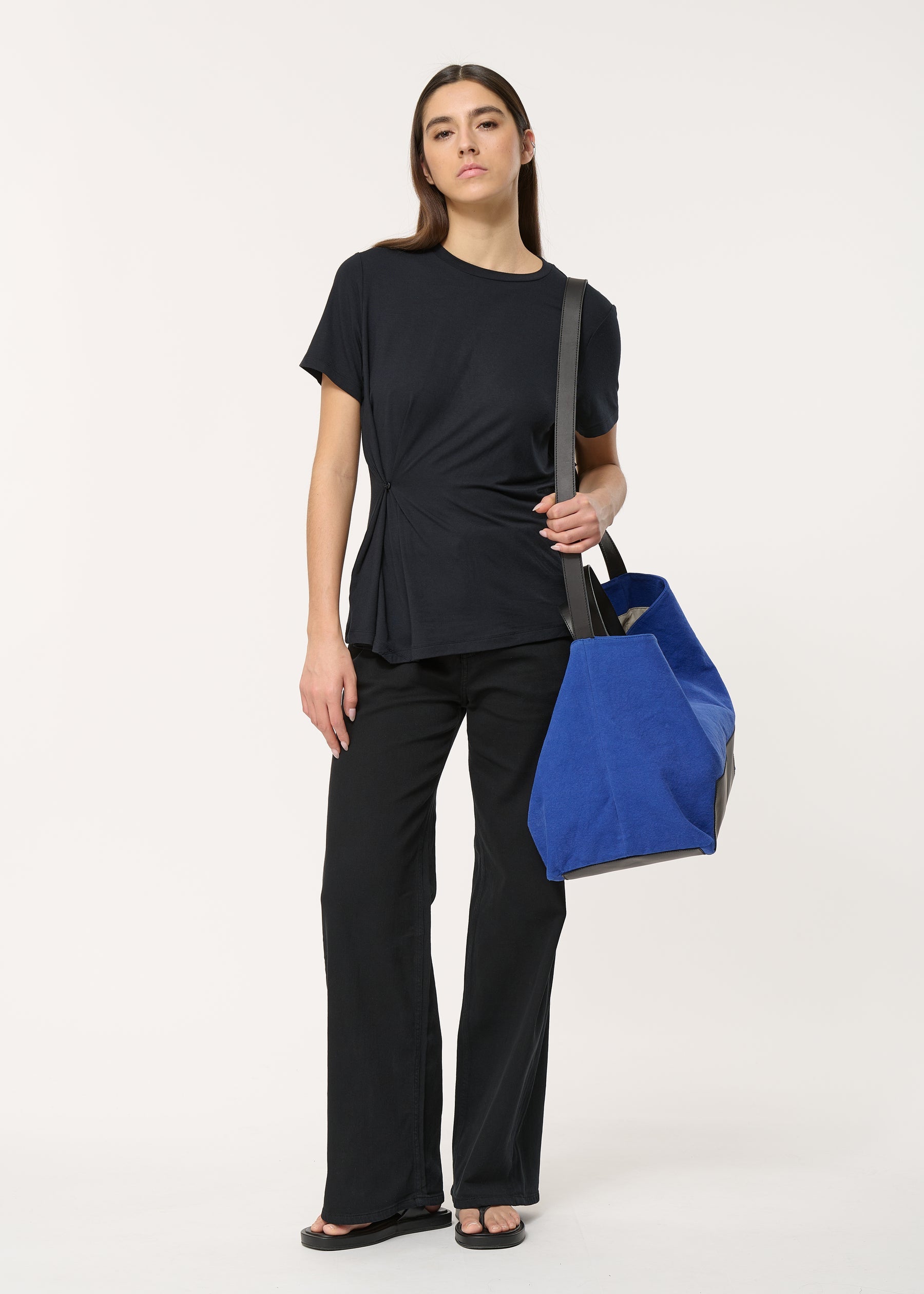 Sac cabas bleu bi-matière - INDIGO#couleur_INDIGO