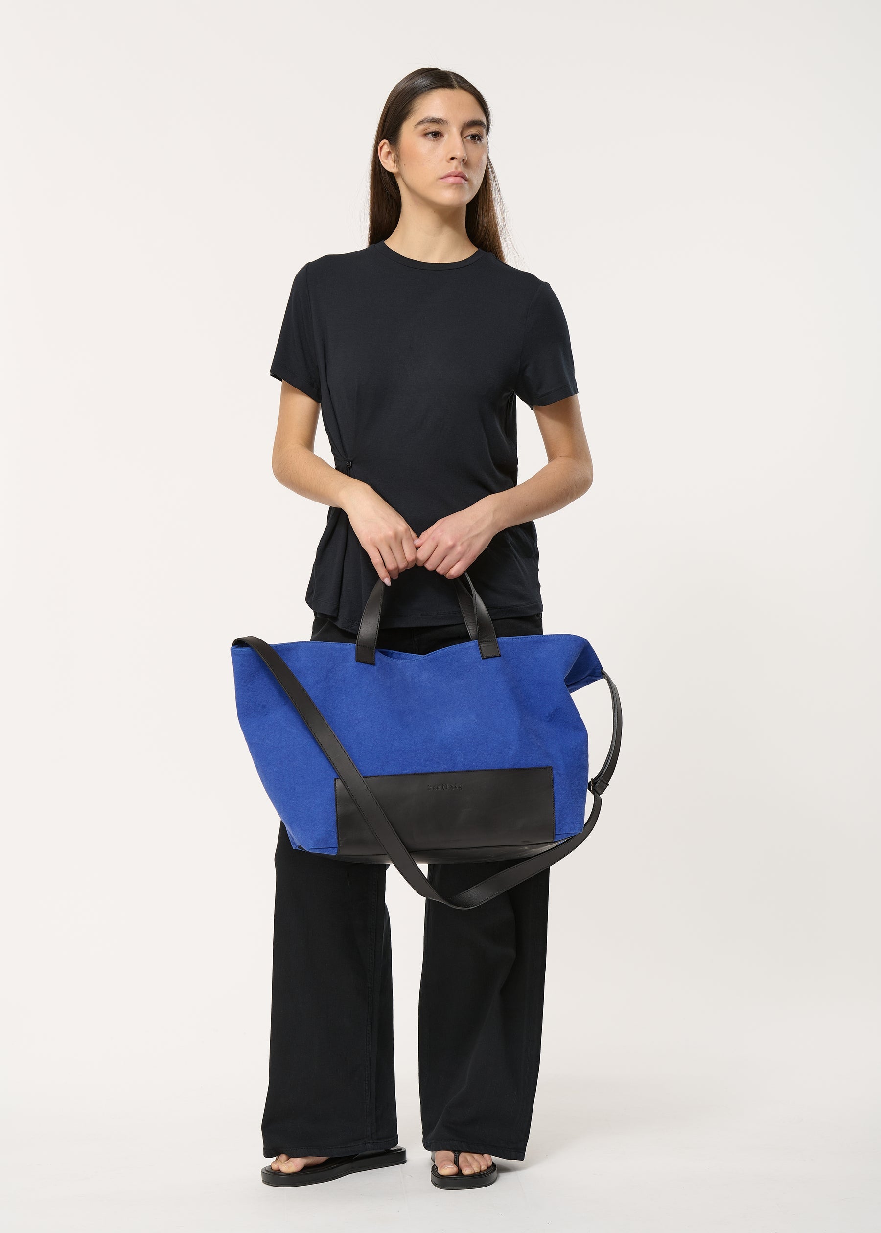 Sac cabas bleu bi-matière - INDIGO#couleur_INDIGO