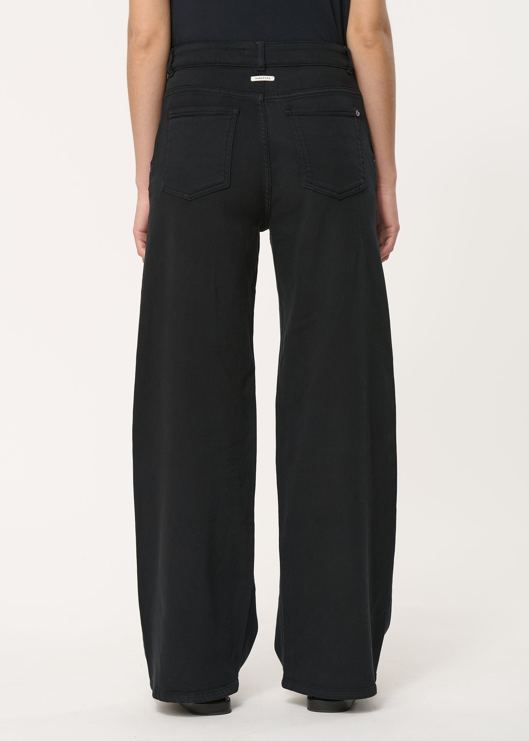 Jean noir large taille haute en coton biologique - NOIR#couleur_NOIR