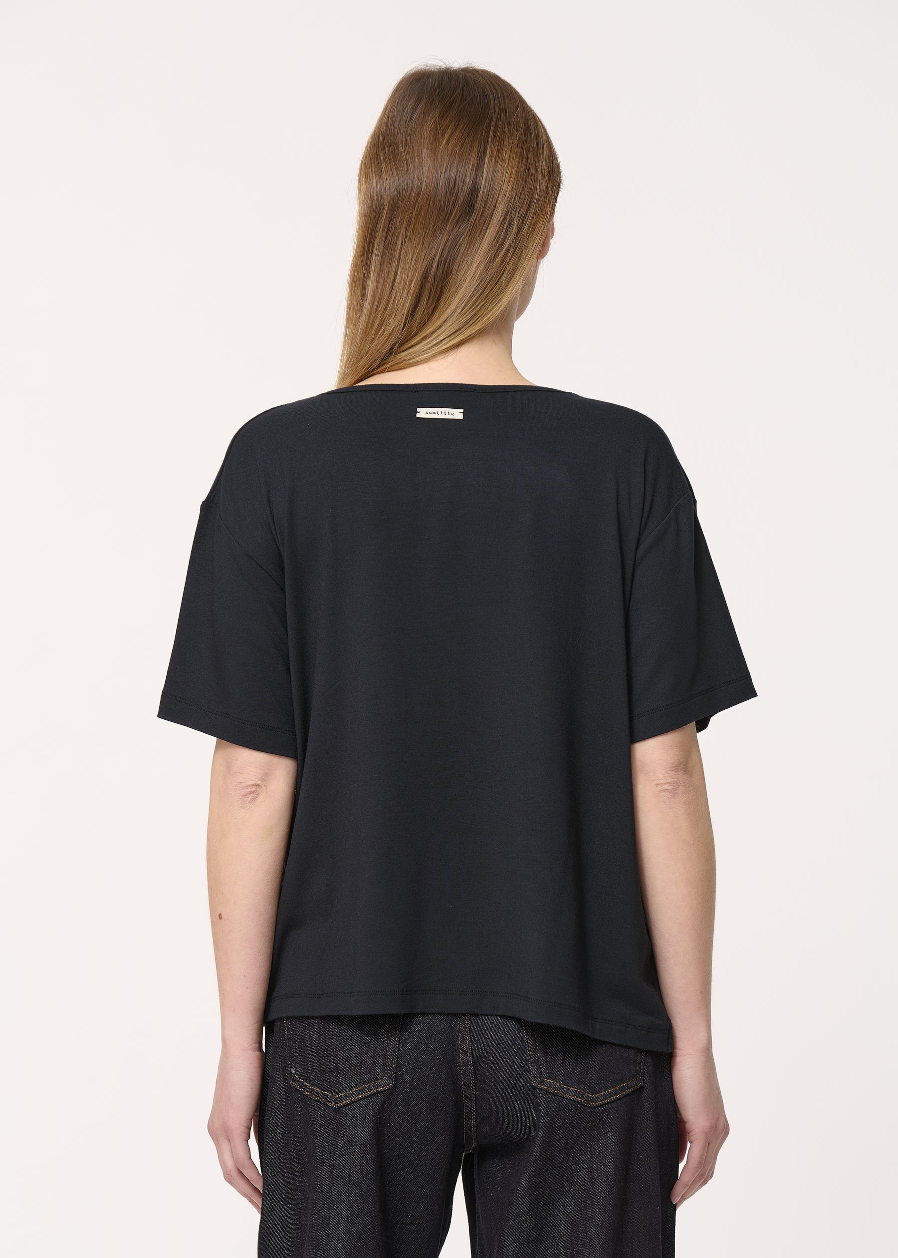 T-shirt noir effet cache-cœur drapé - NOIR#couleur_NOIR