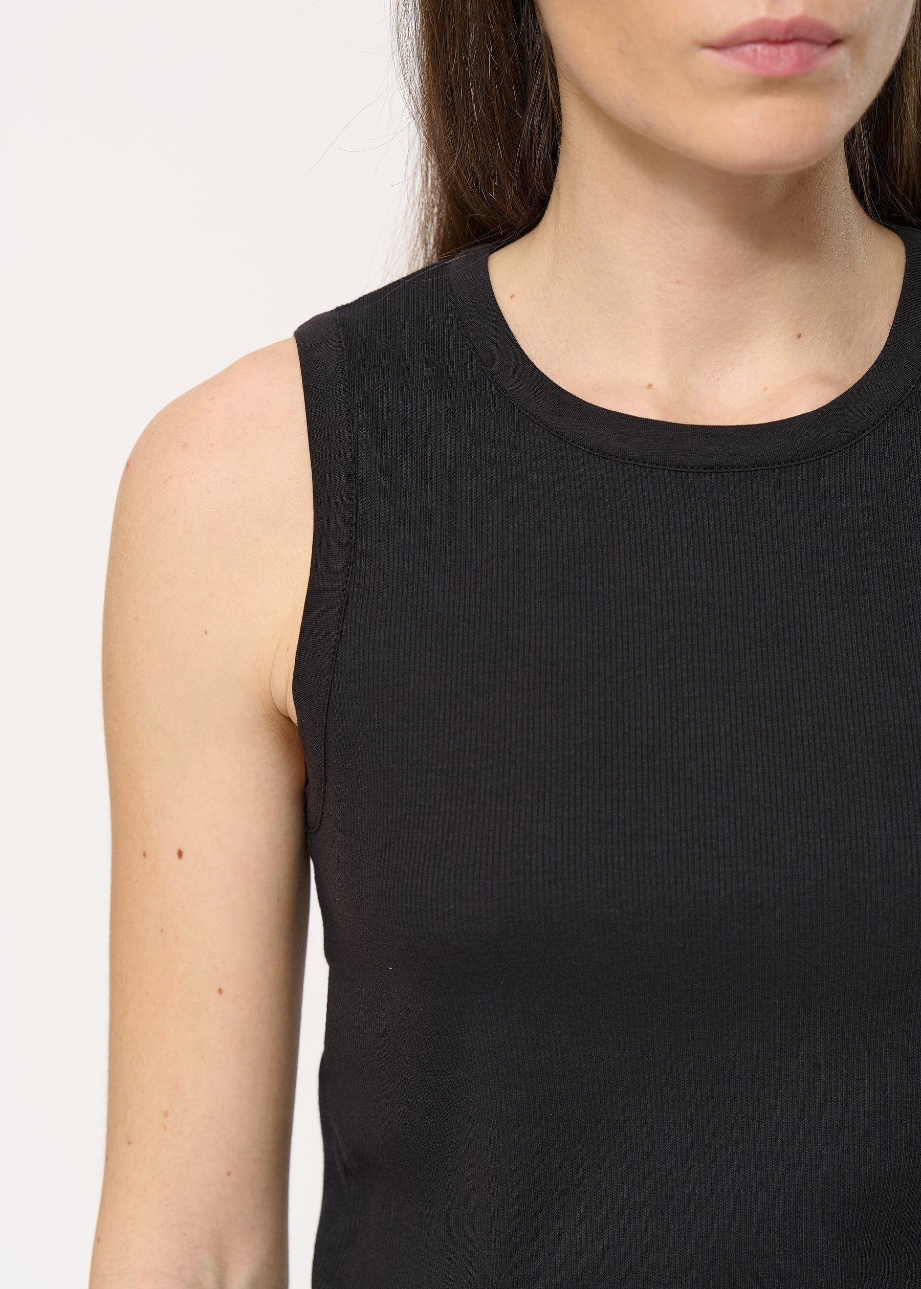 Débardeur noir côtelé ajusté - NOIR#couleur_NOIR