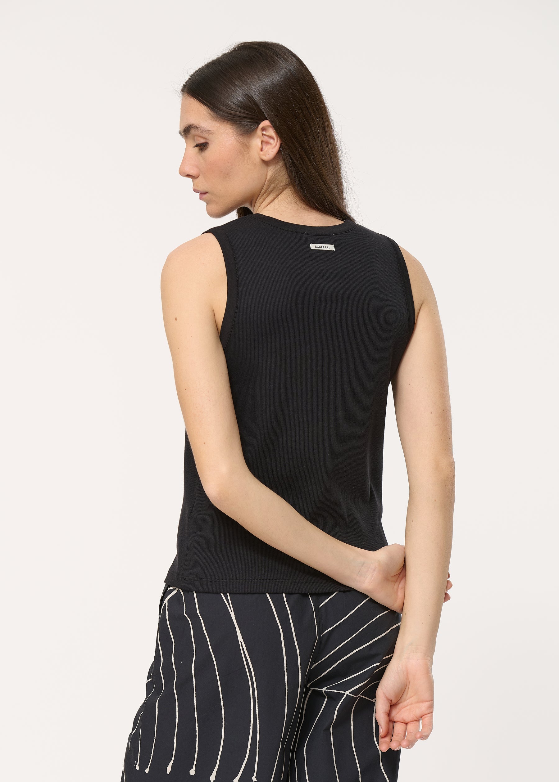 Débardeur noir côtelé ajusté - NOIR#couleur_NOIR