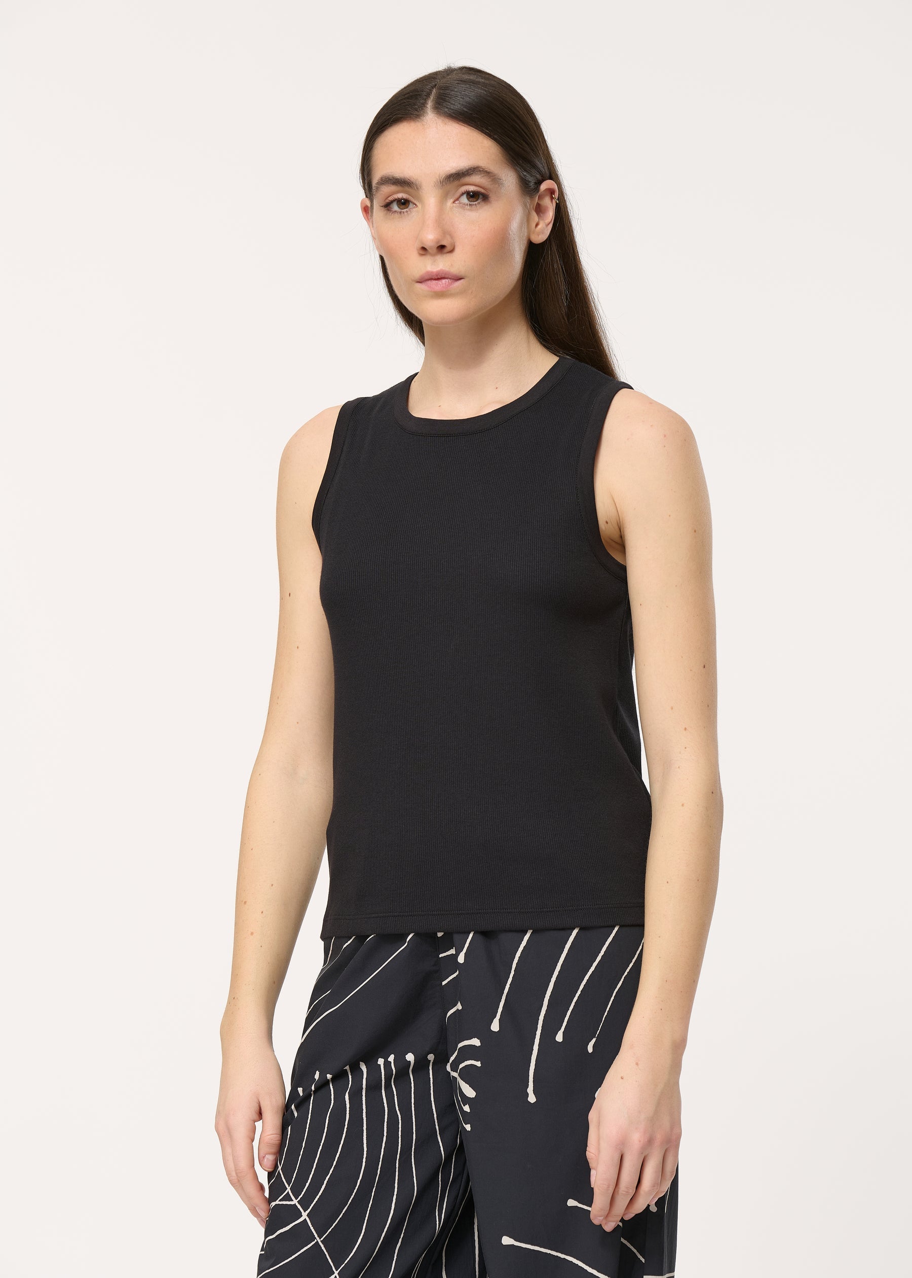 Débardeur noir côtelé ajusté - NOIR#couleur_NOIR