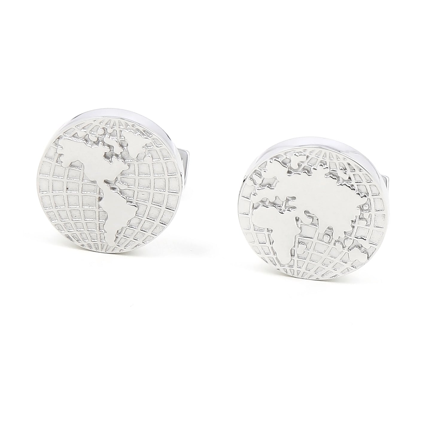 Gemelli con mappa del mondo in argento massiccio Globe trotter II