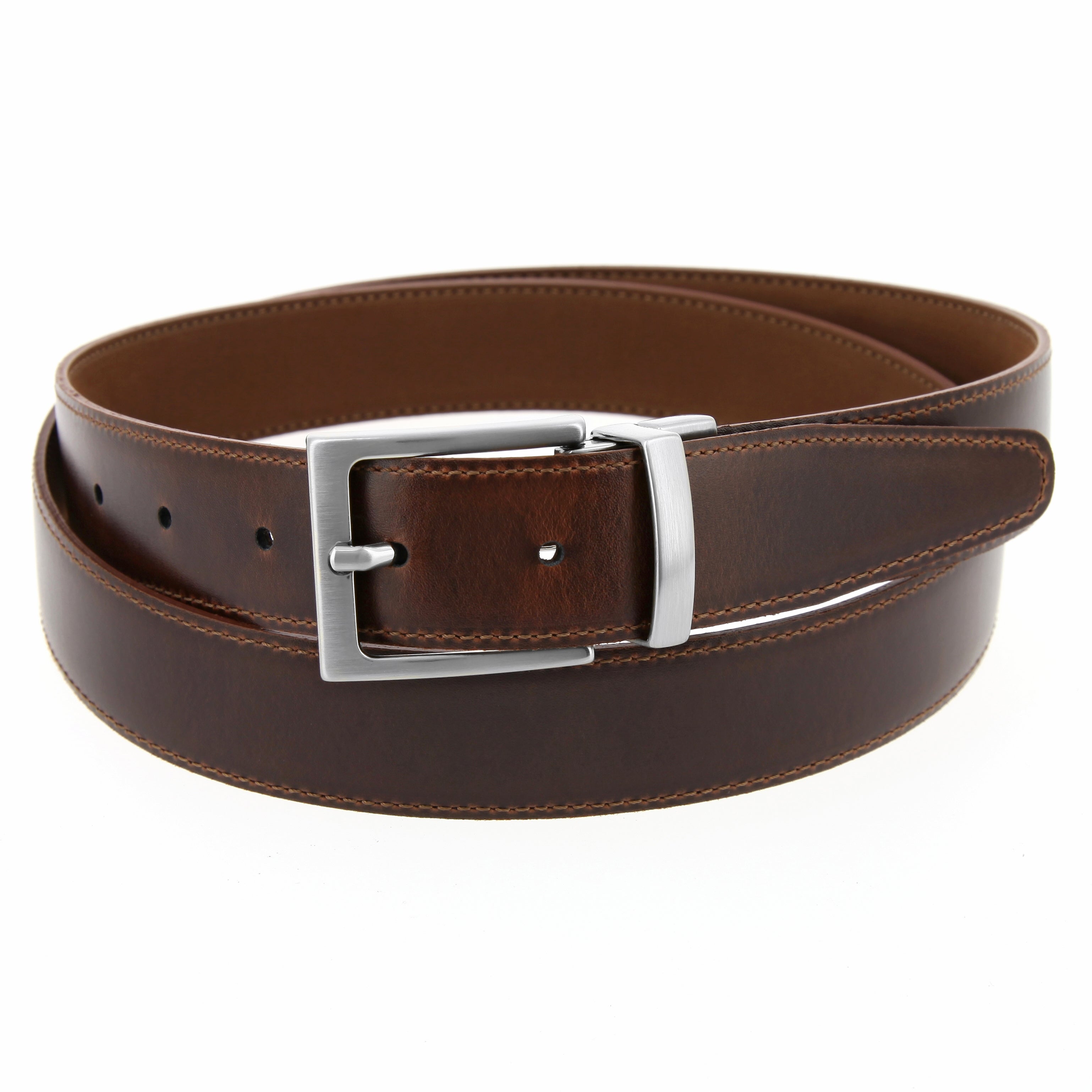 Ceinture réversible marron cuir et nubuck - Clint