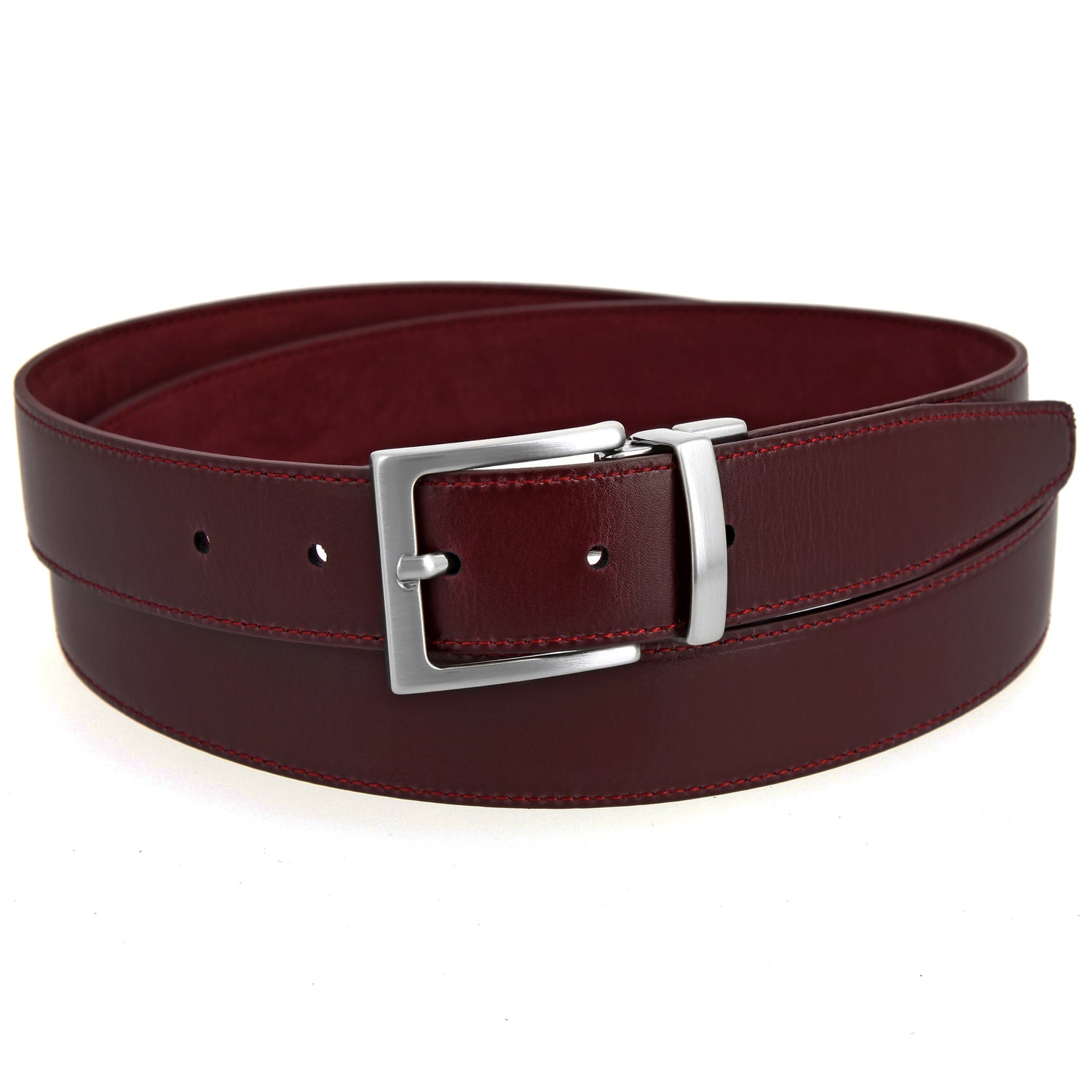 Ceinture réversible bordeaux cuir et nubuck - Clint