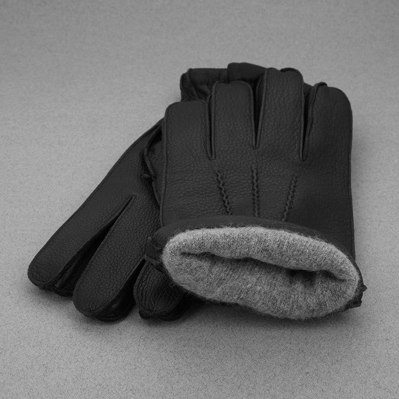 Gants en cuir noirs et doublure cachemire