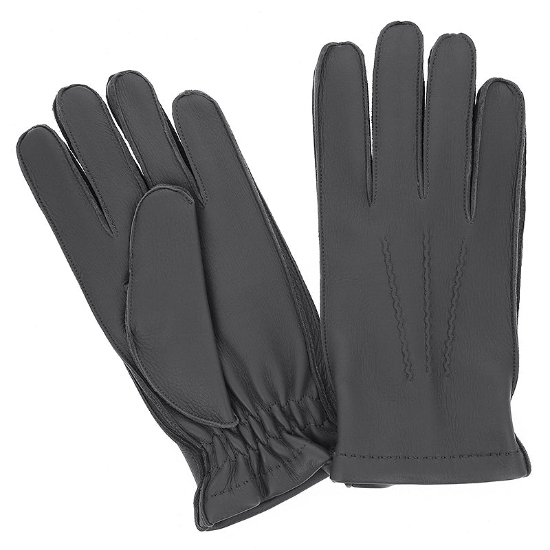 Gants en cuir gris et doublure cachemire