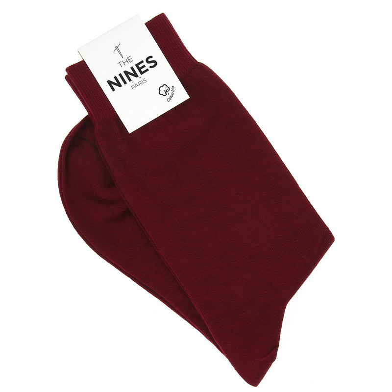 Chaussettes coton bio bordeaux