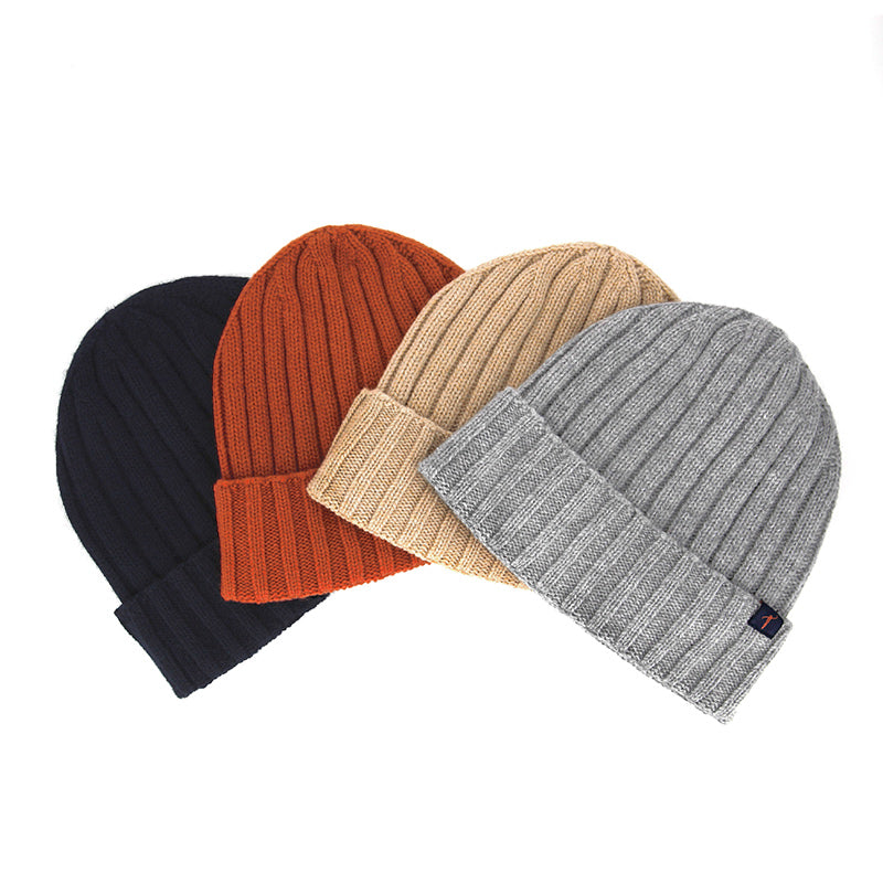 Cappello in lana merino e cashmere ruggine