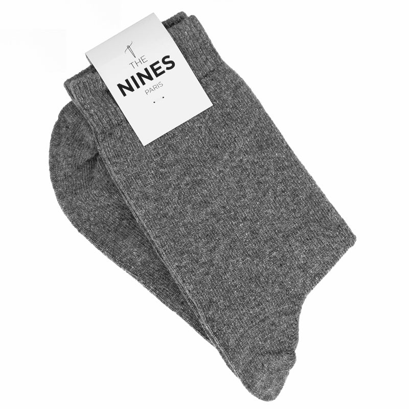 Chaussettes en cachemire gris chiné