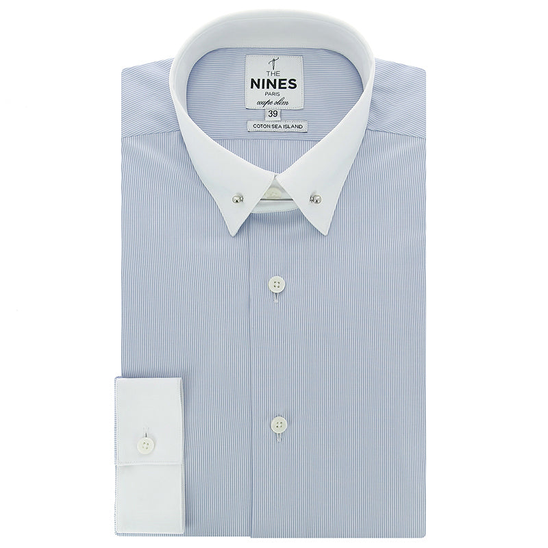 Camicia a righe Sea Island con colletto a spillo