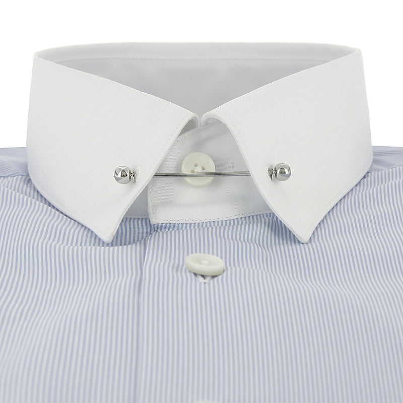 Camicia a righe Sea Island con colletto a spillo