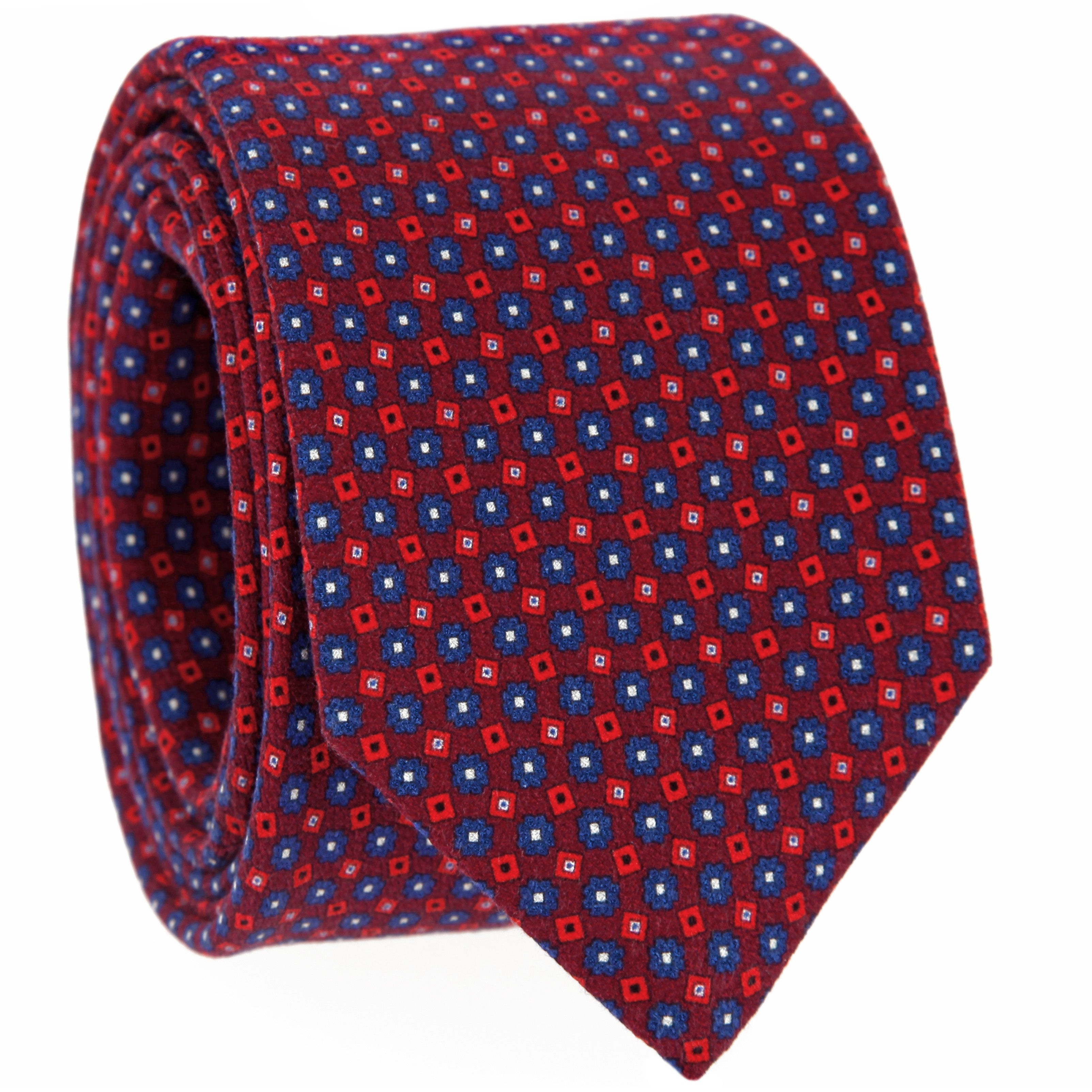 Silk tie with fancy burgundy print