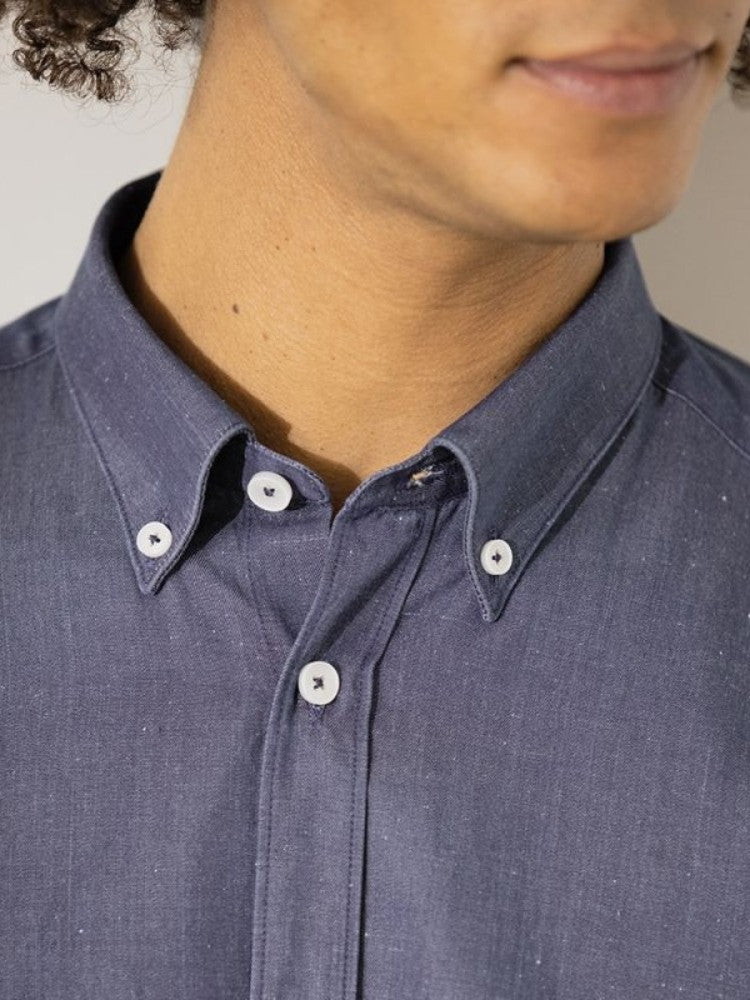 Chemise col américain en chambray recyclé