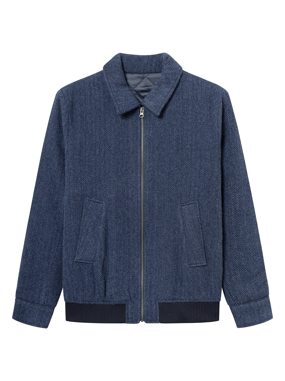 Blouson en laine à chevrons bleu marine