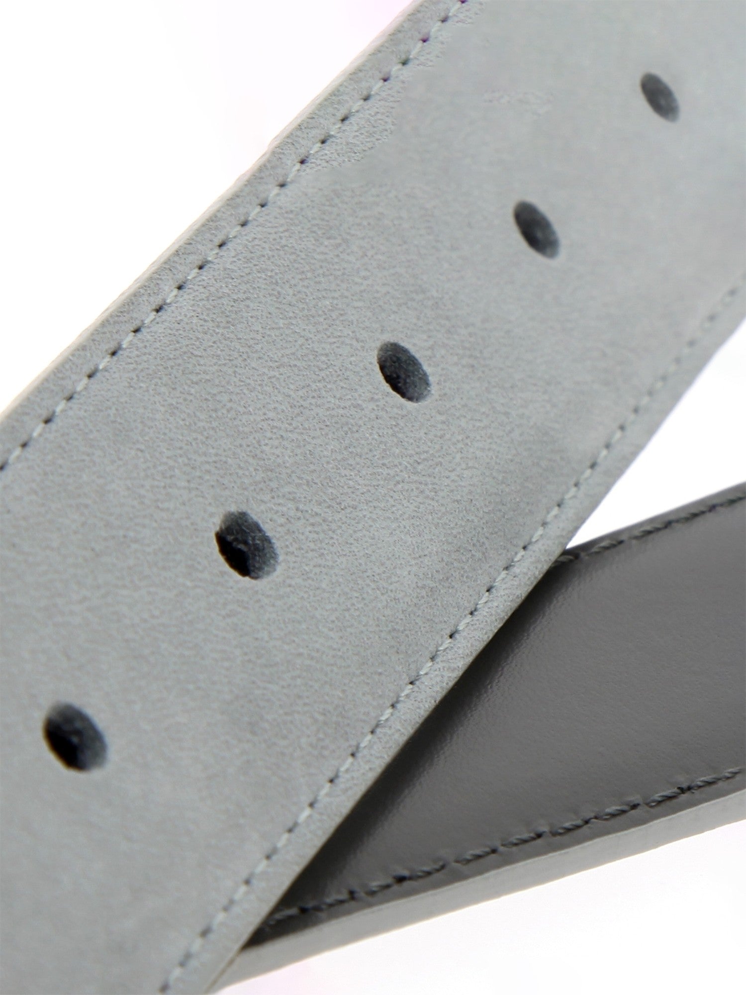 Reversible cement grey leather and grey nubuck belt - Clint