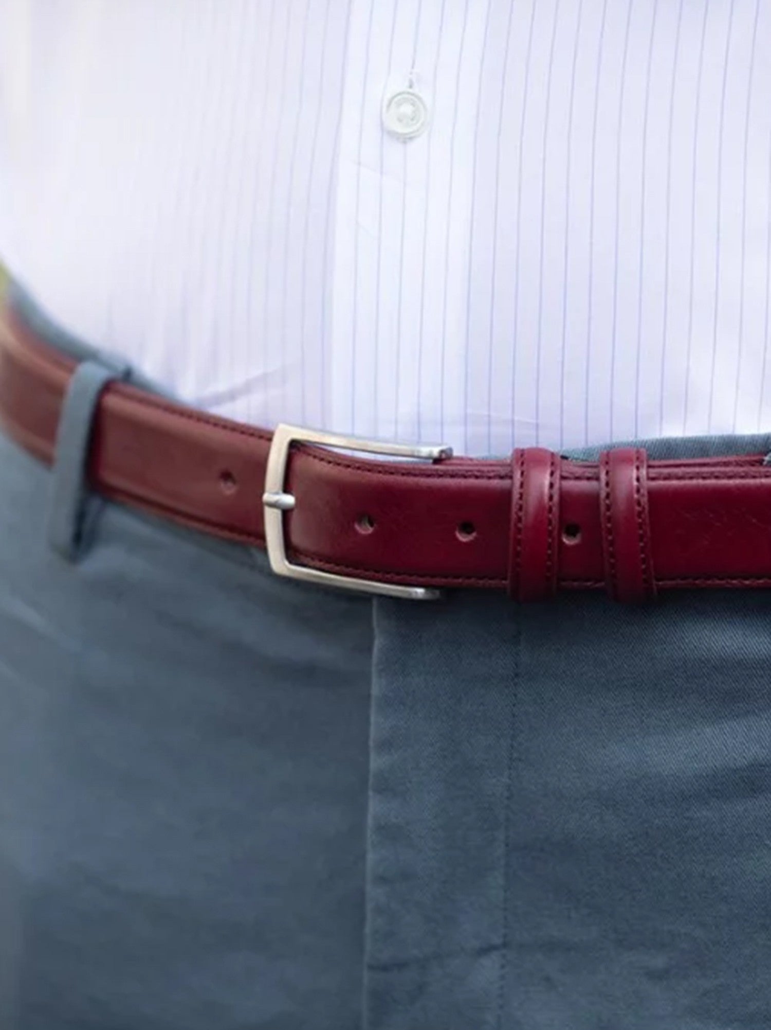 Ceinture cuir rouge bordeaux - Ugo