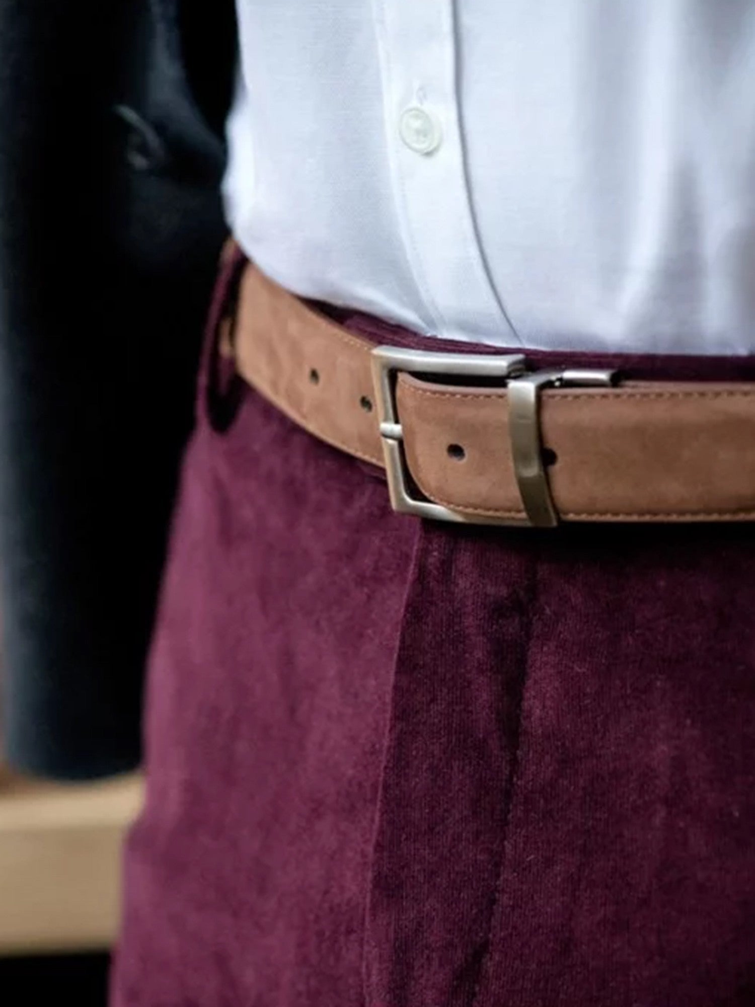 Ceinture réversible marron cuir et nubuck - Clint