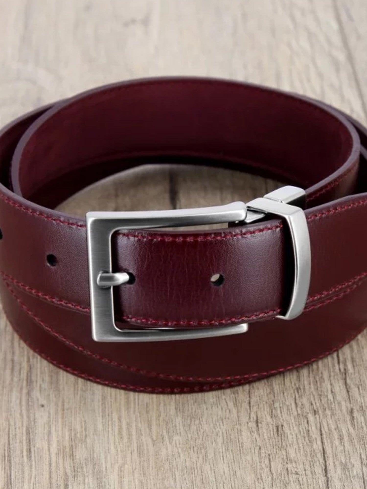 Ceinture réversible bordeaux cuir et nubuck - Clint