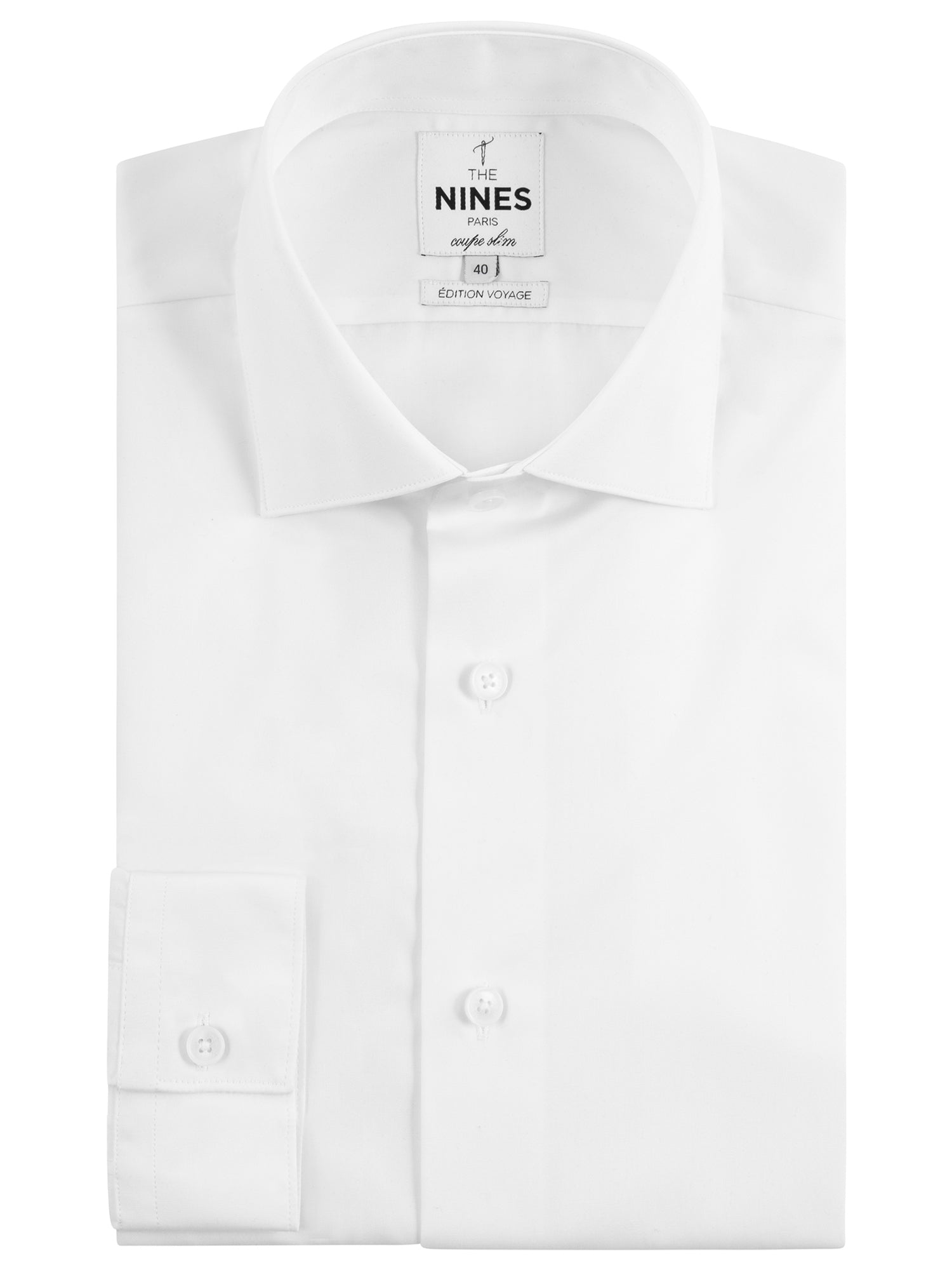 White wrinkle-resistant shirt with Italian collar