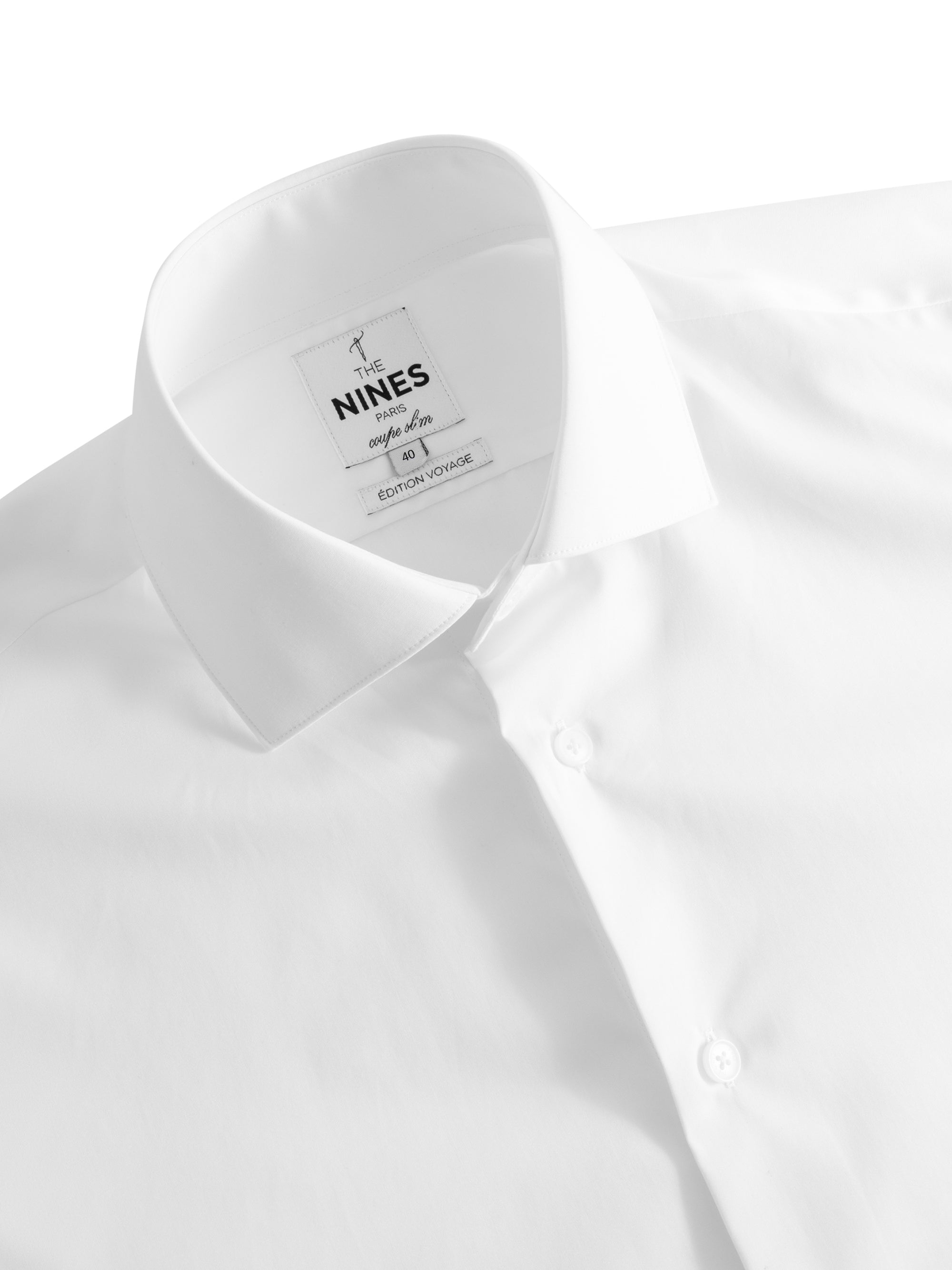 White wrinkle-resistant shirt with Italian collar