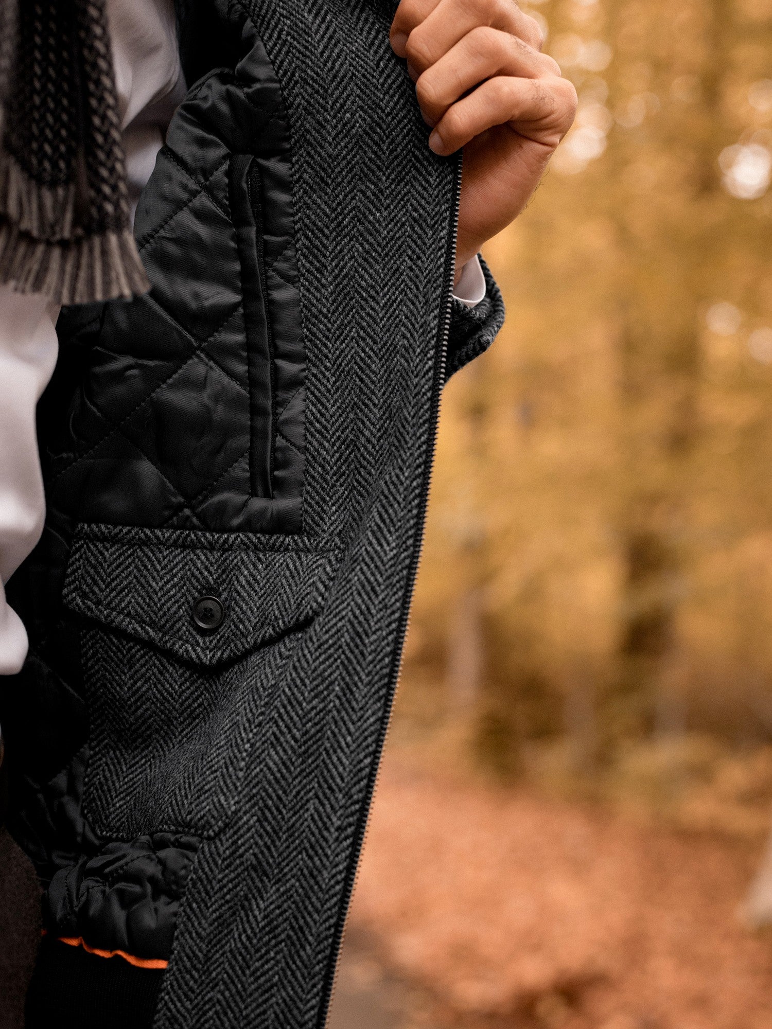 Blouson en laine à chevrons gris